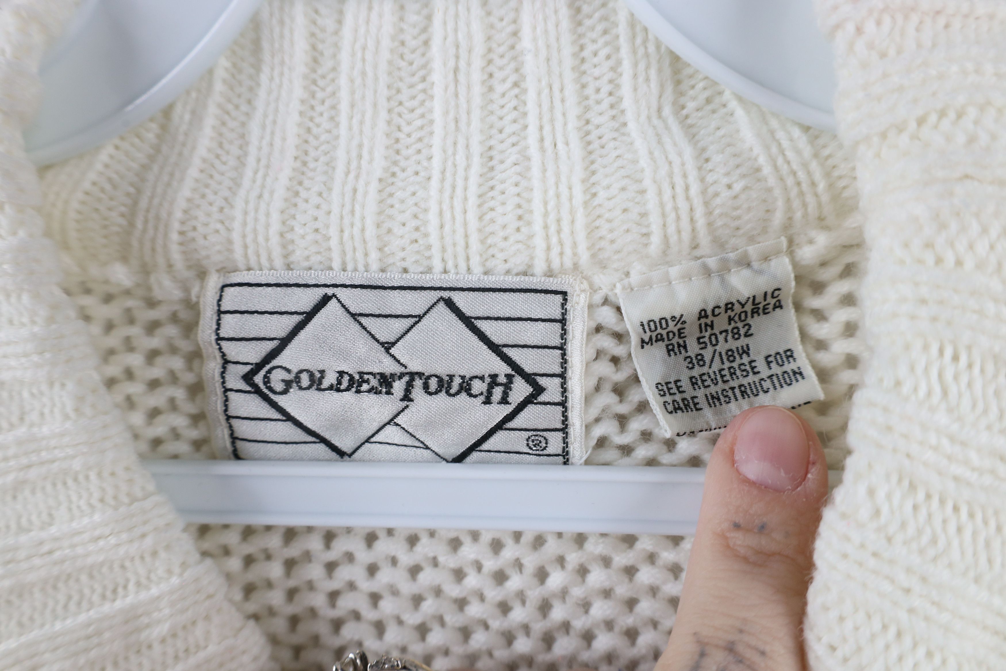Vintage Vintage 90s Streetwear Striped Dog Chunky Knit Sweater White Size XXL / US 16-18 / IT 52-54 - 11 Thumbnail