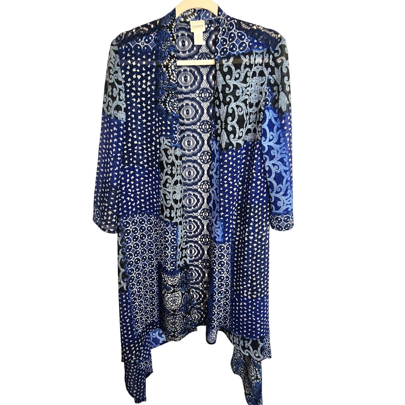 Chicos Chicos Floral Dream Lace Back Kimono Size S Duster Cardigan Size S / US 4 / IT 40 - 1 Thumbnail