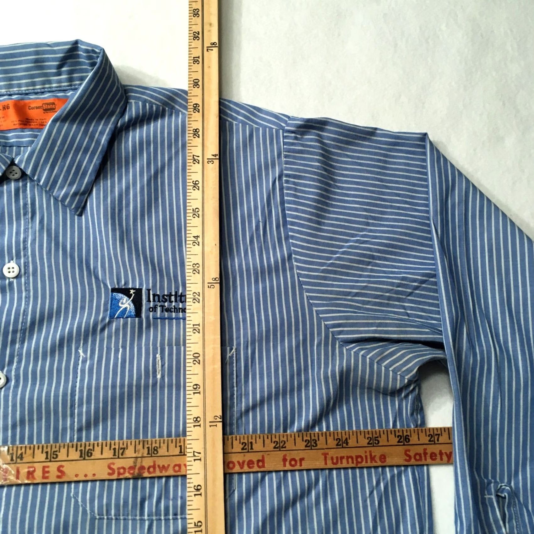 Vintage Technology Genuine Clothes Men's XL Embroidered Striped Shirt Size US XL / EU 56 / 4 - 4 Thumbnail