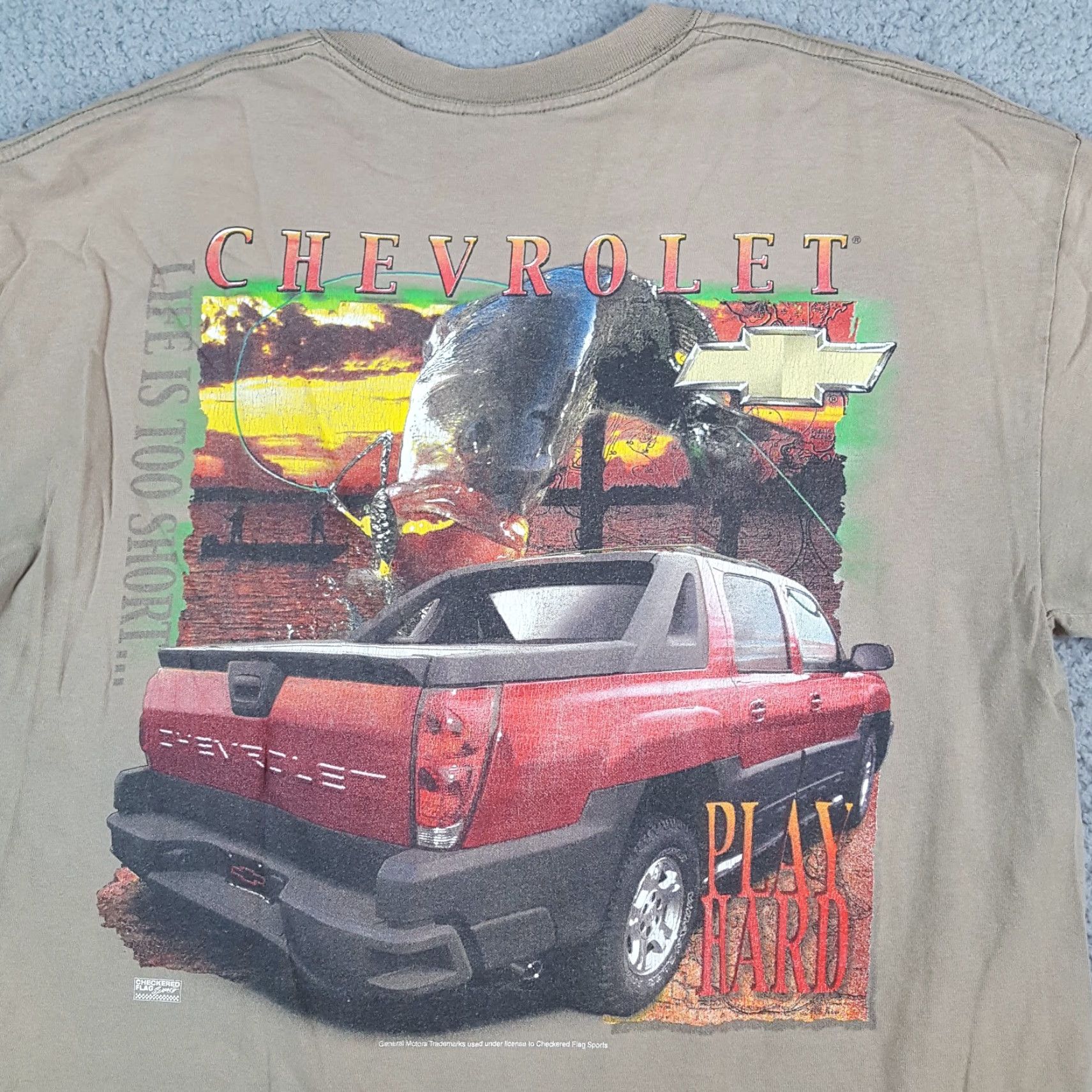 Gildan Vintage Y2K Chevrolet Truck Chevy Fishing Racing Men's Size XL Fish T Shirt Size US XL / EU 56 / 4 - 2 Thumbnail