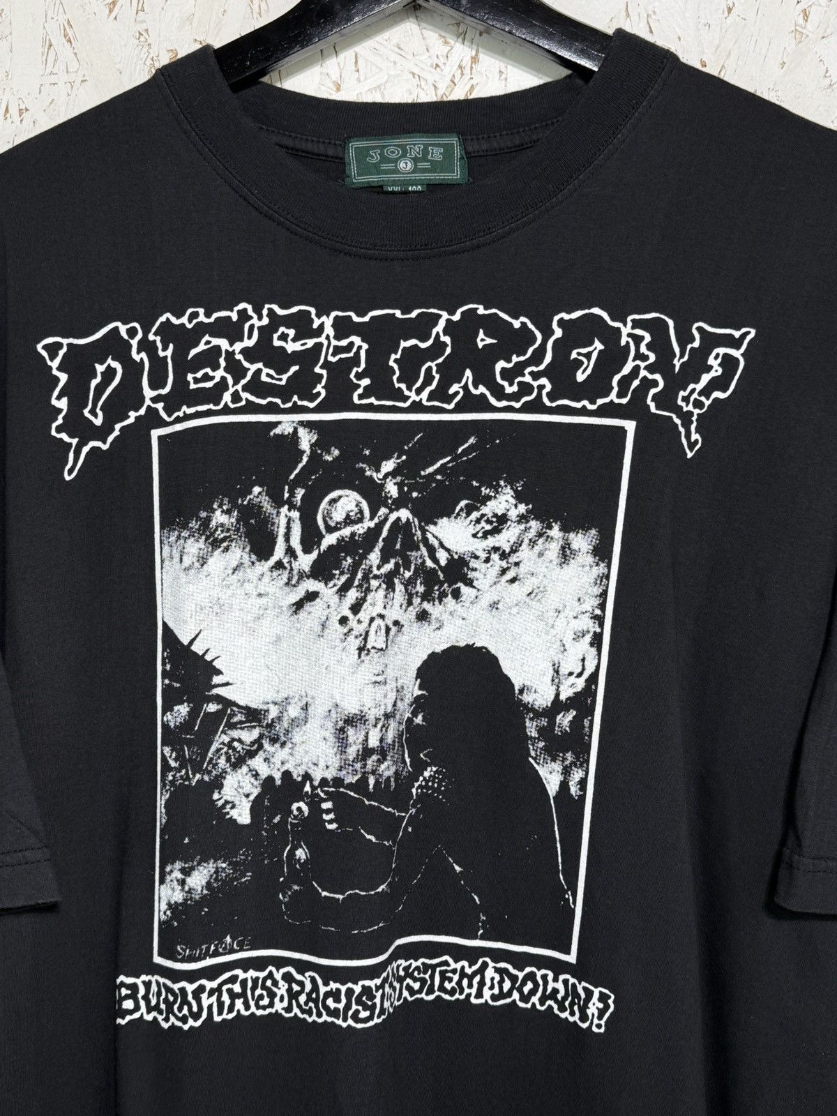 Band Tees Destroy! Burn This Racist System Down Crust Punk T-Shirt XXL Size US XXL / EU 58 / 5 - 2 Thumbnail