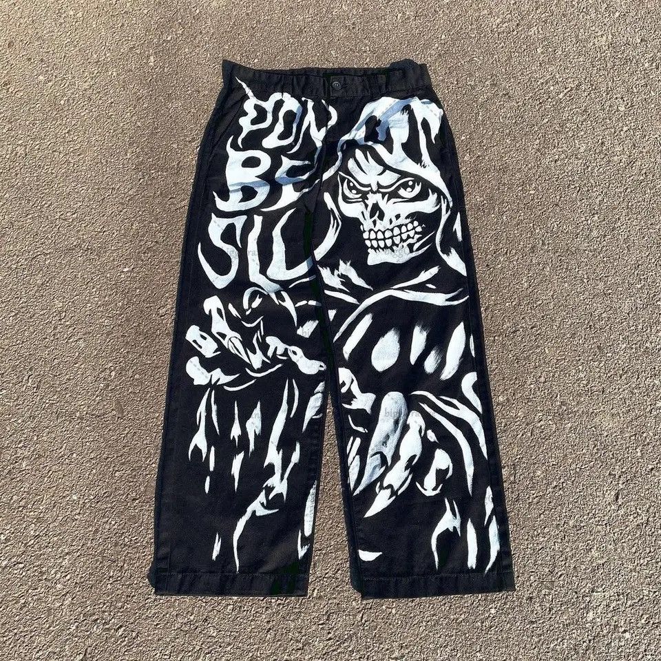 Designer × Japanese Brand Jeans Gothic pants skull print loose Harajuku style hip-hop Size US 32 / EU 48 - 1 Thumbnail