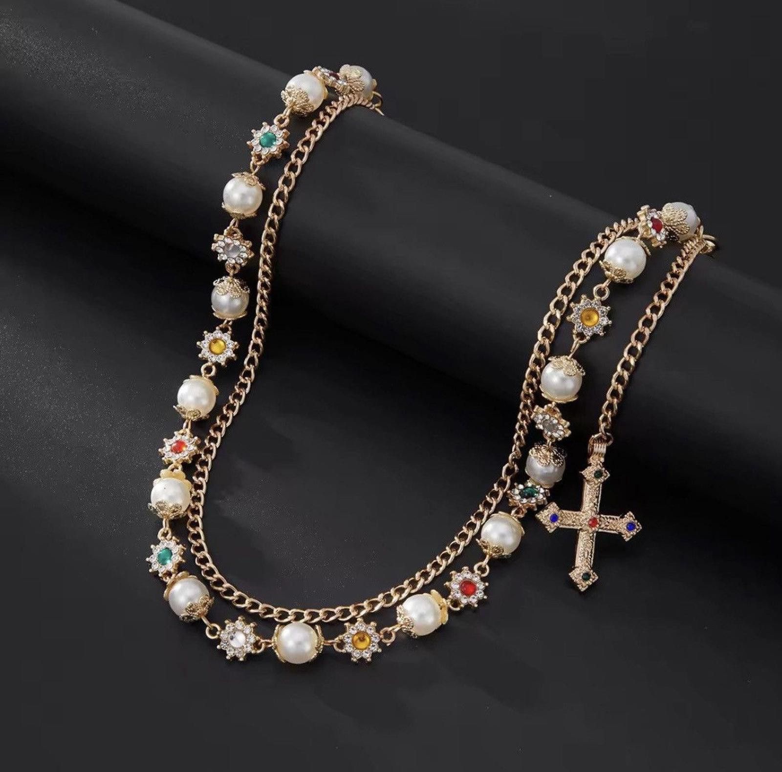 Other Cross & Gemstone Belt Chain - Gold/Rhinestone Size ONE SIZE - 4 Thumbnail