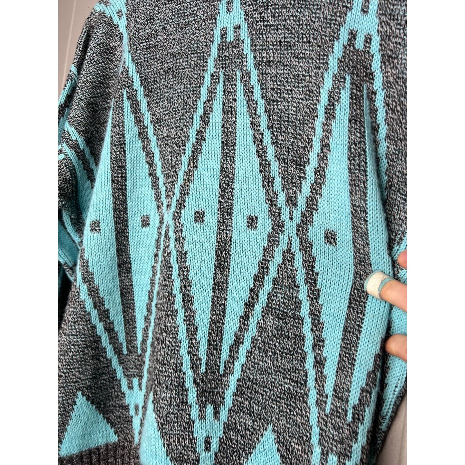 Vintage Vintage 80s Women Size S/M Blue gray diamond Grandma Sweater Size M / US 6-8 / IT 42-44 - 4 Thumbnail