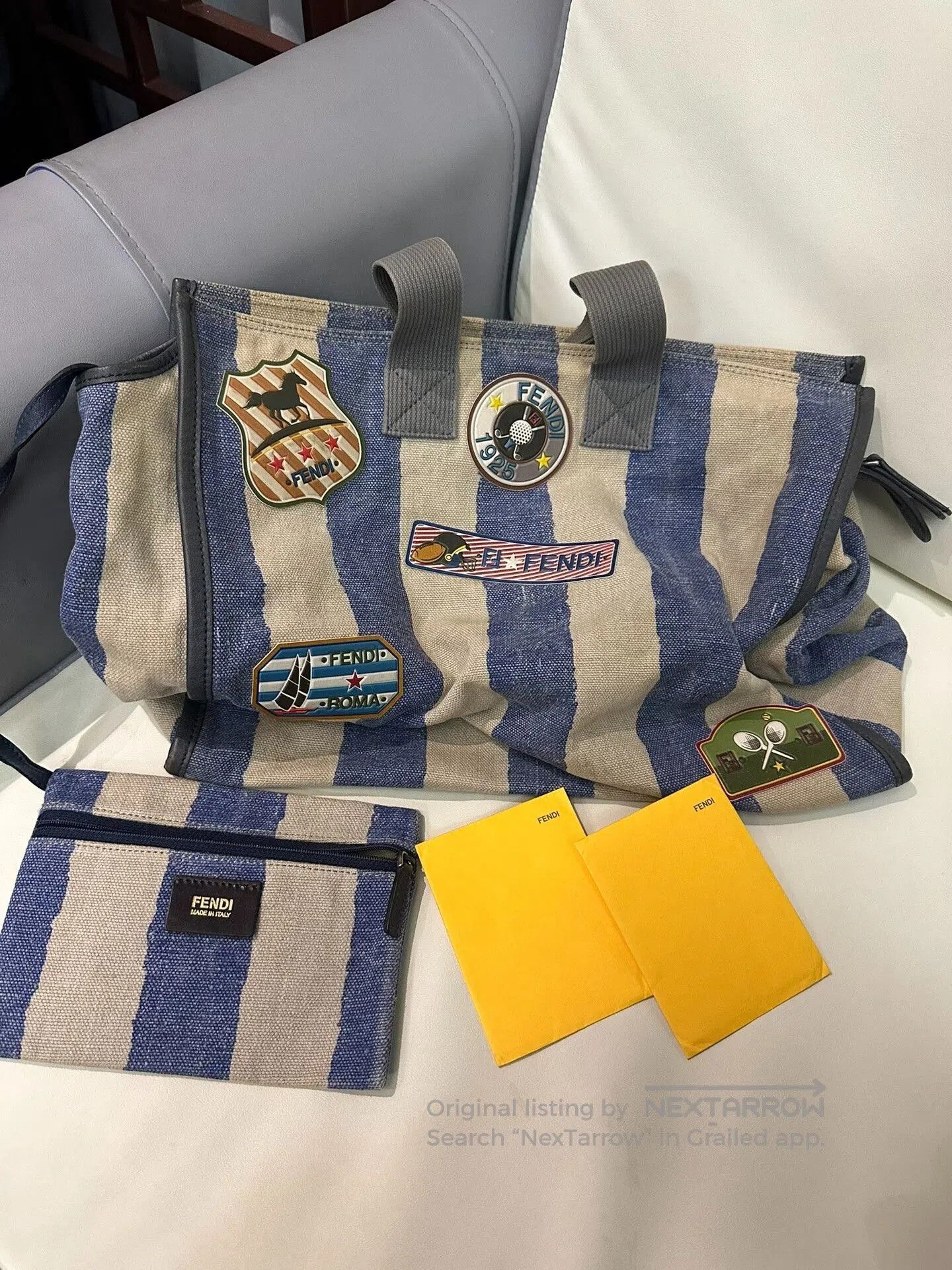 Other Fendi Striped Canvas Tote Bag with Patches. Size ONE SIZE - 1 Thumbnail