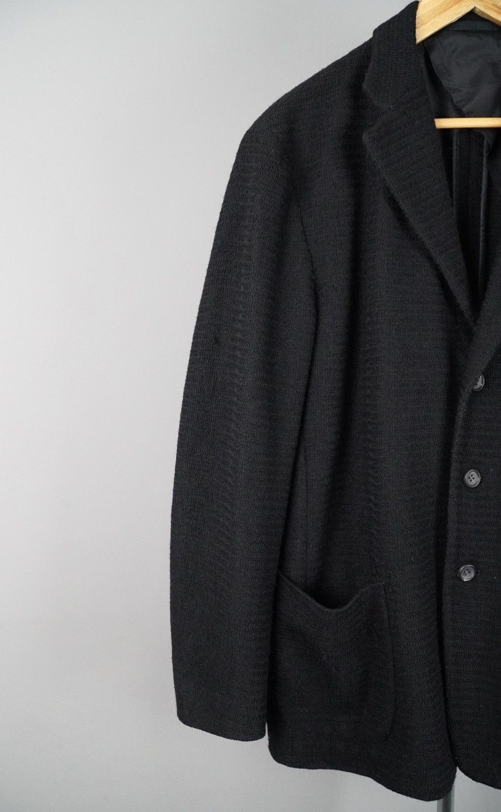 Issey Miyake Issey Miyake - Tailored Knit Blazer - Mixed Fabric in Black Size 42S - 6 Thumbnail
