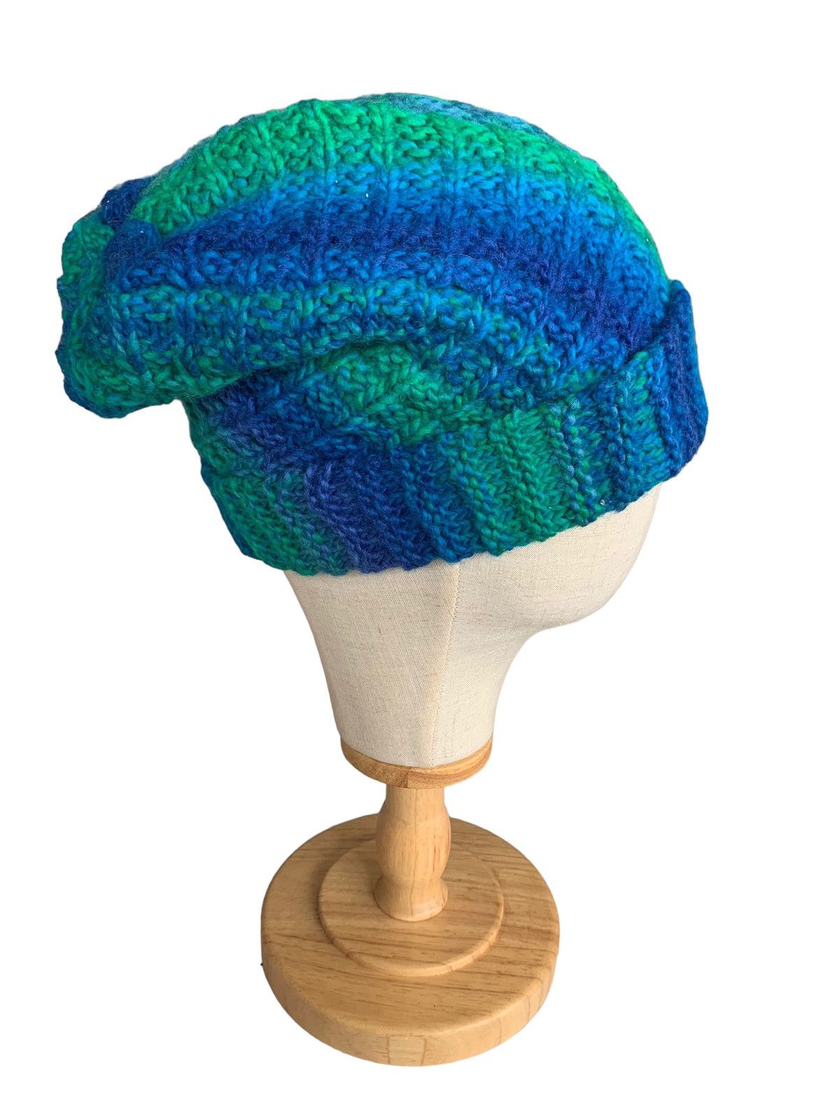 Handmade × Japanese Brand HIPPIES STYLE Multicolour Crochet Knit Long Beanie Hats Size ONE SIZE - 1 Thumbnail