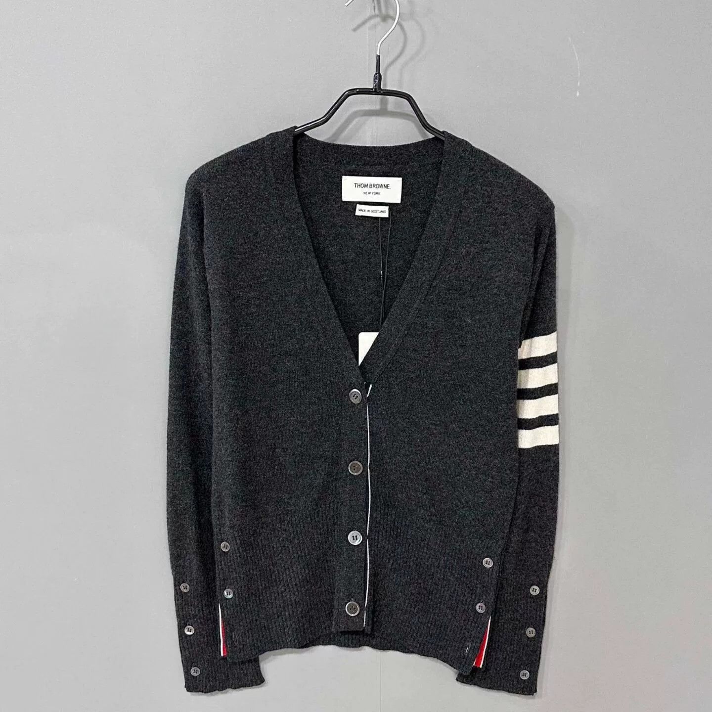 Thom Browne classic gray cashmere cardigan by Thom Browne Size US M / EU 48-50 / 2 - 1 Thumbnail