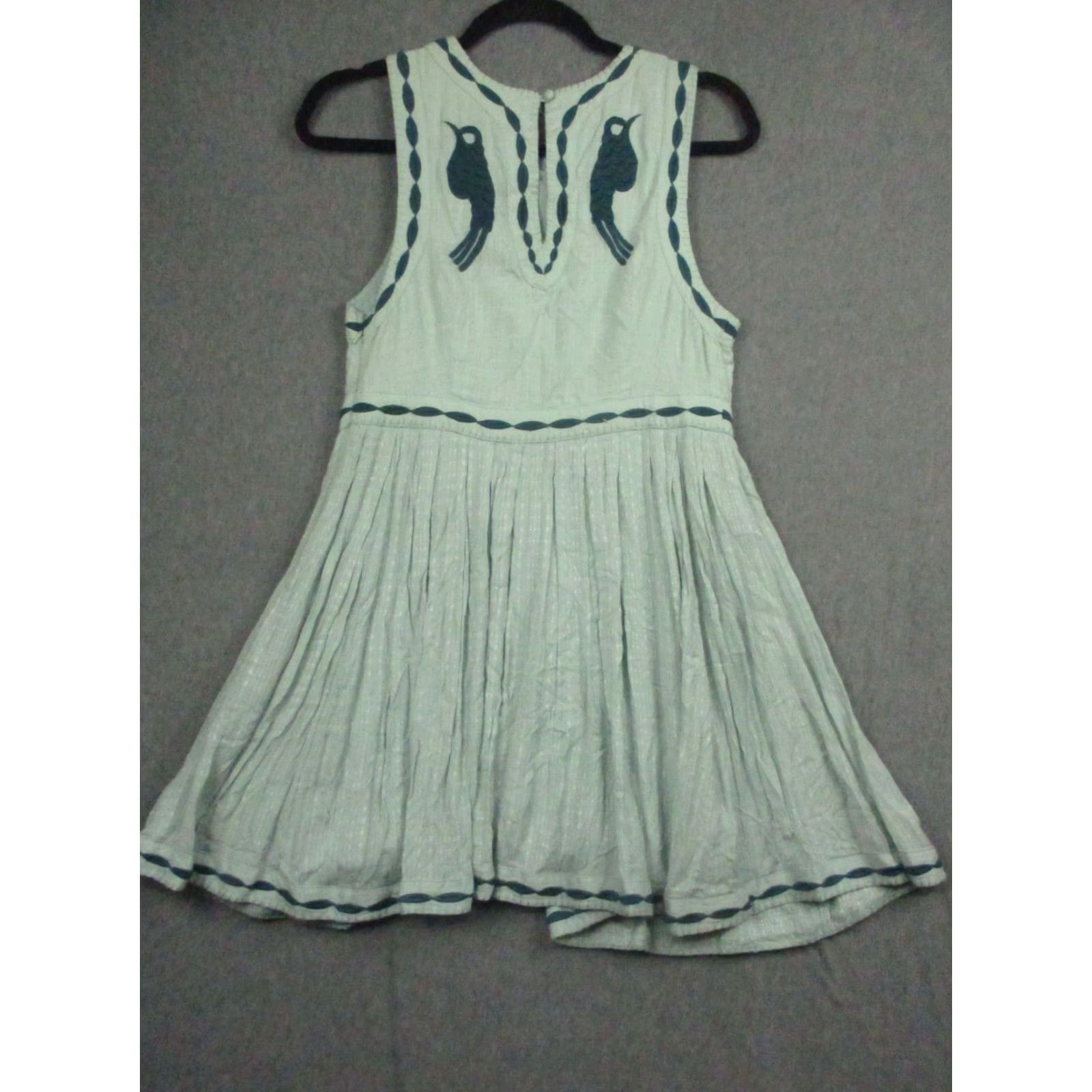 Free People VINTAGE Free People Dress Sleeveless 8 Mint Green Flowers Birds A-Line Ladies Women Size M / US 6-8 / IT 42-44 - 4 Thumbnail