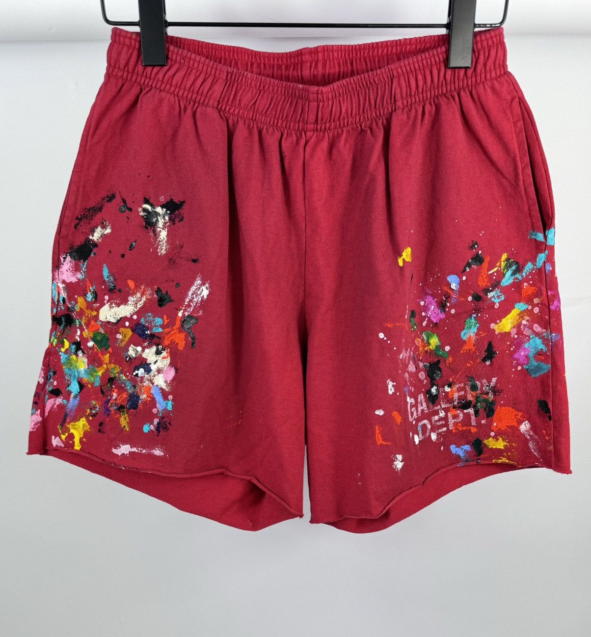 image of Gallery Dept Logo Print Paint Splash Shorts in Red, Men's (Size 32)