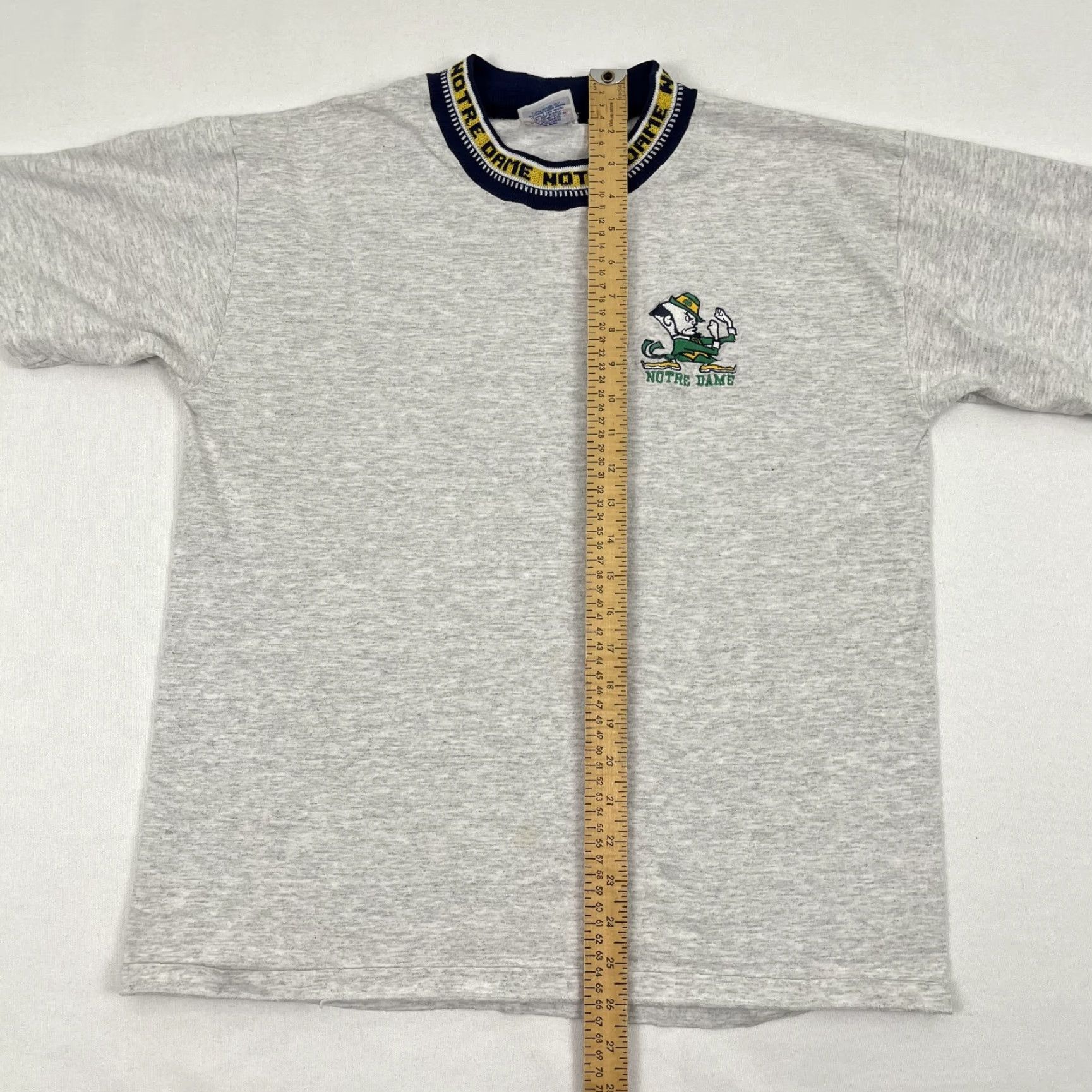 Etro VTG Notre Dame Fighting Irish Shirt Men Large Gray Ring Collar Retro Made in USA Size US L / EU 52-54 / 3 - 5 Thumbnail