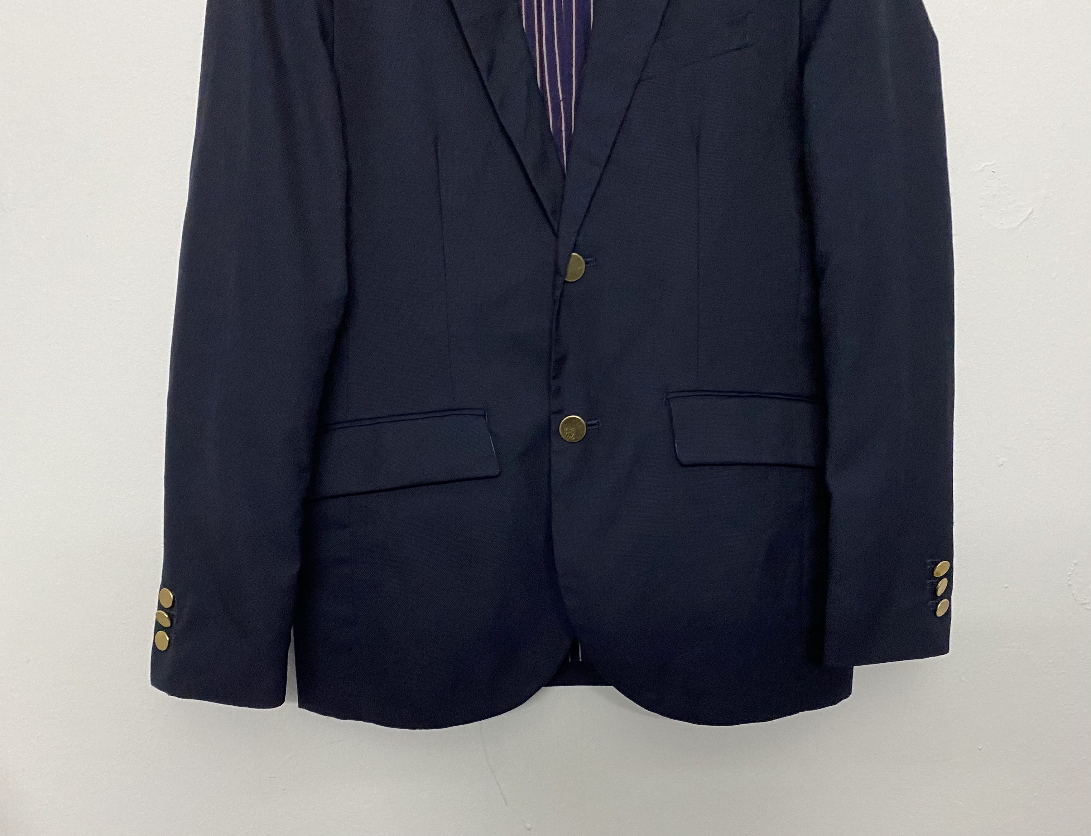 Edifice Japan 417 FOR ONE SEVEN by ÉDIFICE Navy Gold Button Coat Blazer Size US S / EU 44-46 / 1 - 4 Thumbnail