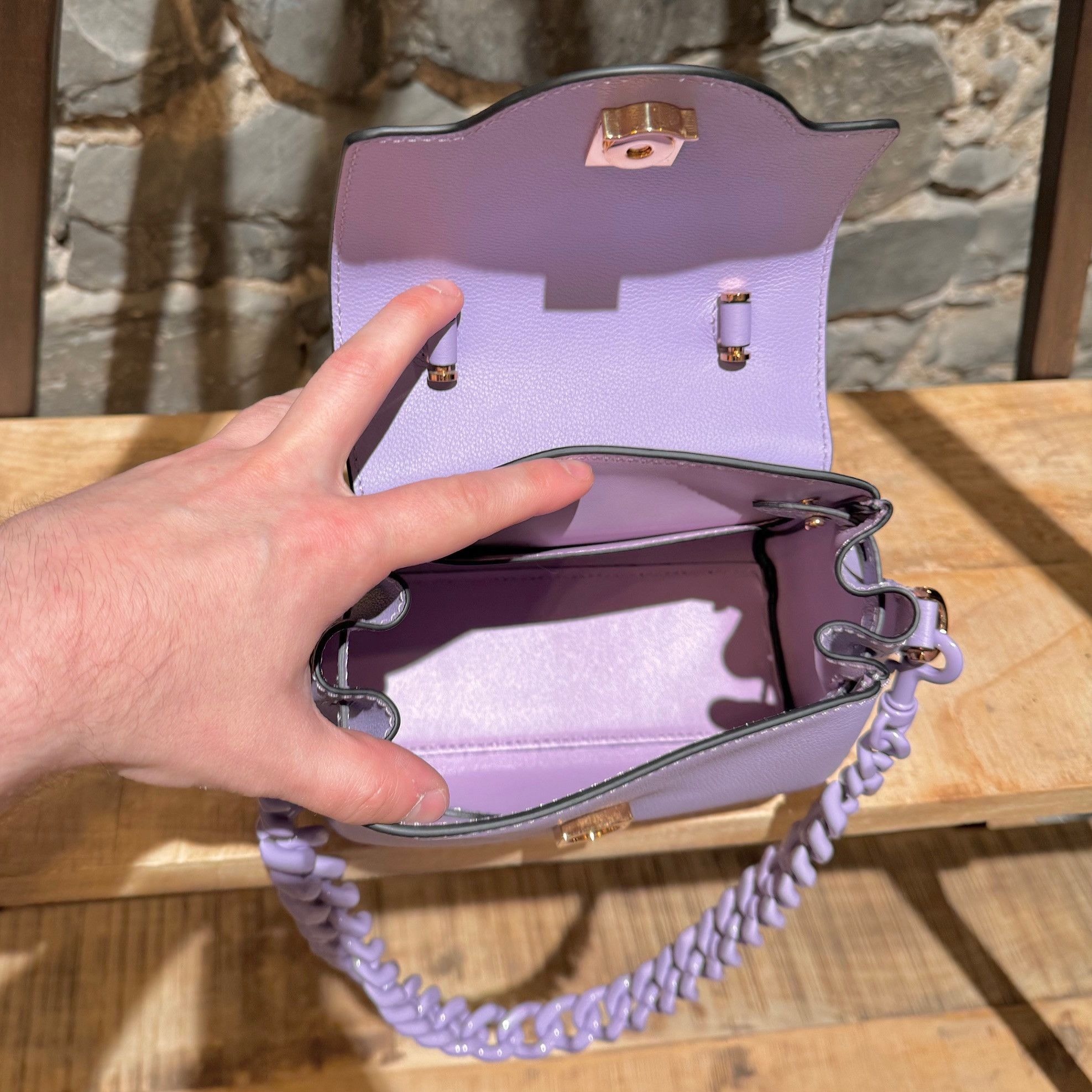 Versace Versace Lilac Leather La Medusa Small 2 Way Handbag Size ONE SIZE - 9 Thumbnail