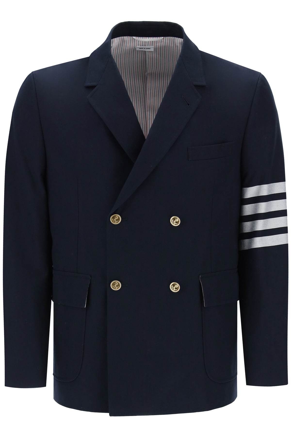 image of Thom Browne 4-Bar Double-Breasted Jacket in Navy, Men's (Size Medium)