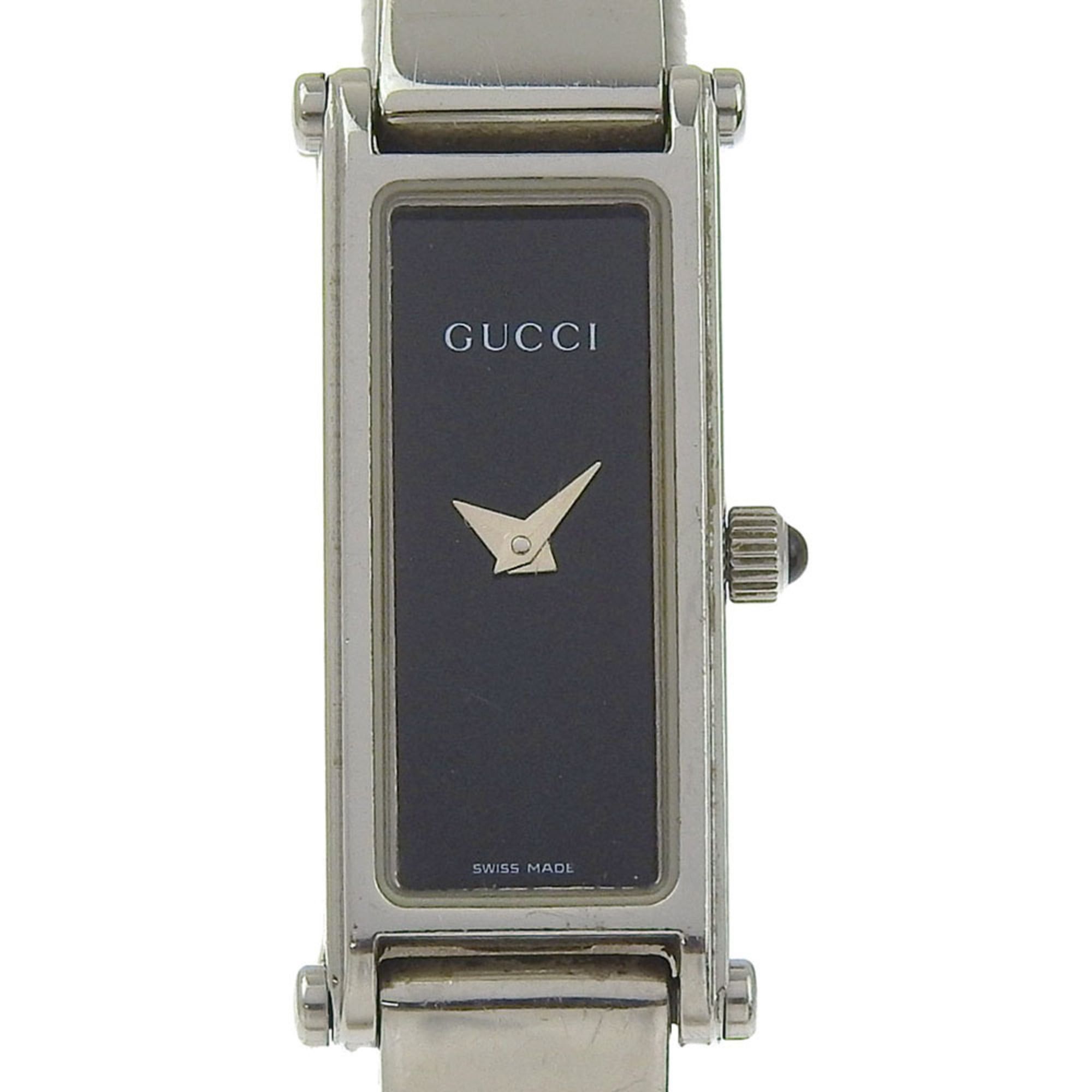 Gucci Gucci 1500L Stainless Steel Quartz Analog Watch with Black Dial for Women Size ONE SIZE - 1 Thumbnail