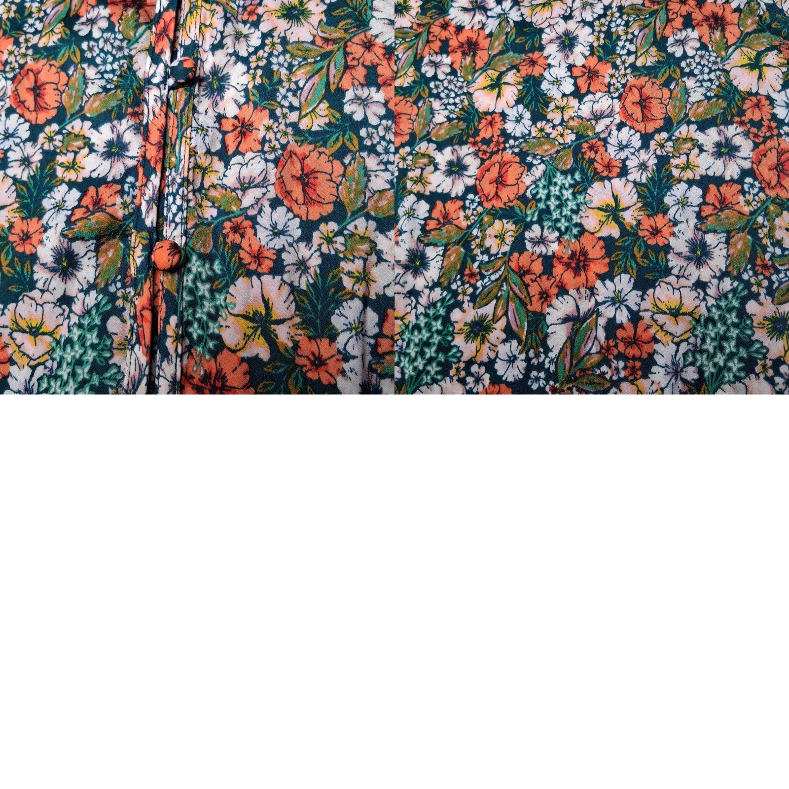 Vintage LC Lauren Conrad Blouse Small Green Peach Floral Button Front Ruffle Boho Country Casual Womens Regular Short? Size S / US 4 / IT 40 - 10 Thumbnail