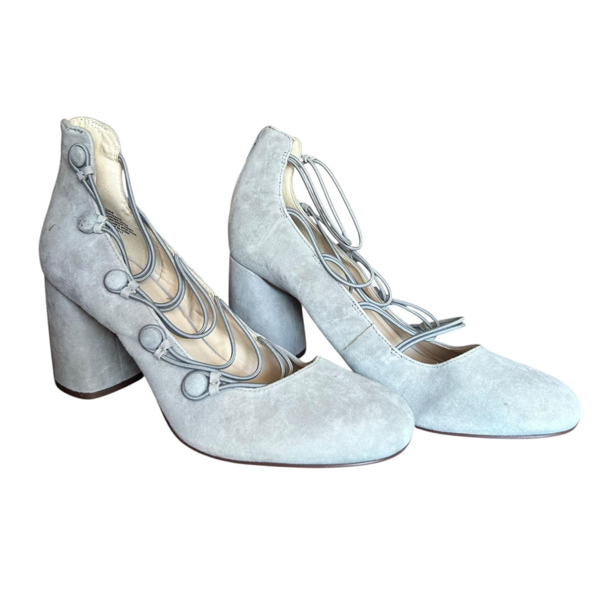 Nine West Nine West Kaede Gray Suede Strappy Block Pumps 10 Size US 10 / IT 40 - 2 Thumbnail