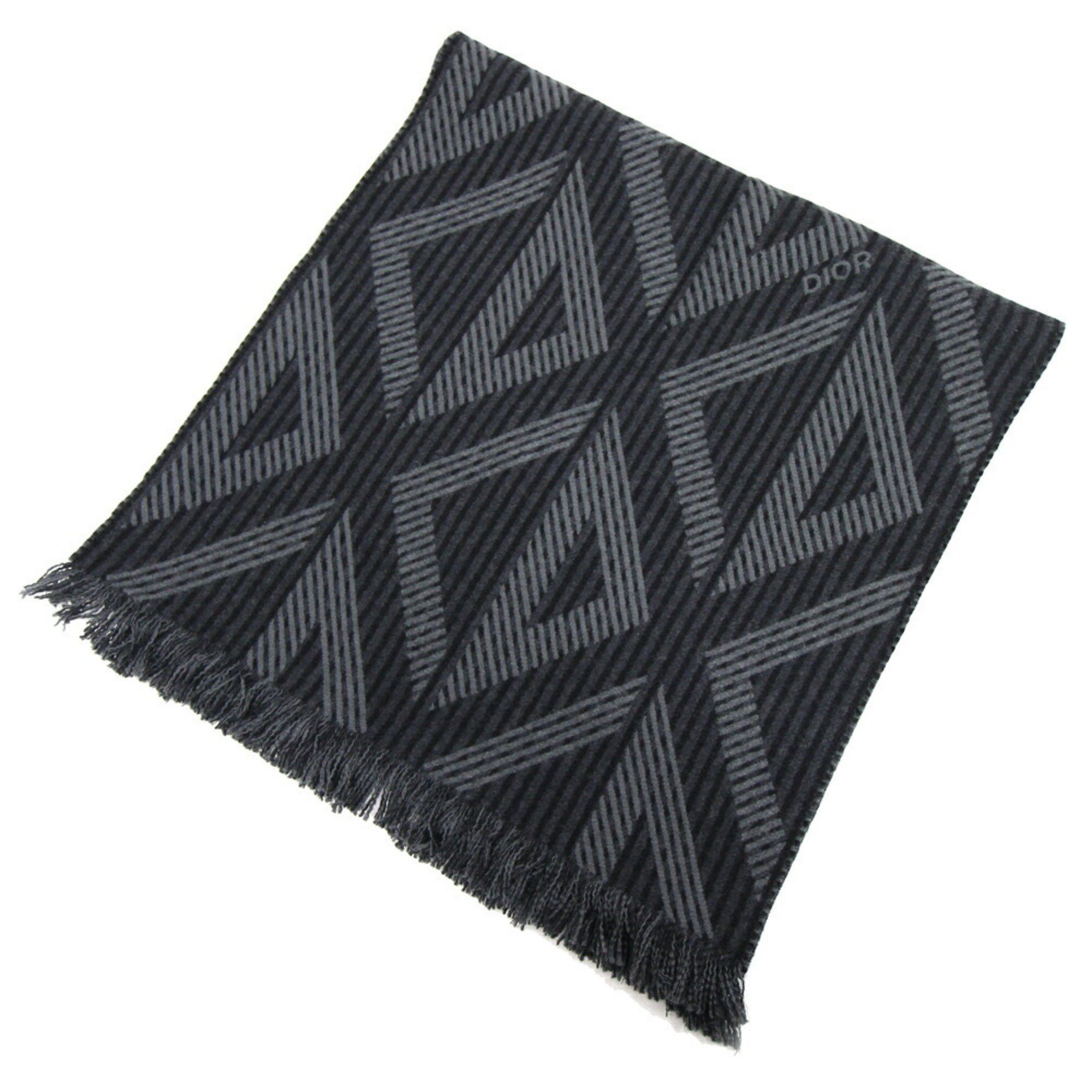 image of Christian Dior Dior Muffler Diamond 31E0005A0802 Gray Black 100% Wool Stole Cd Men's Dior