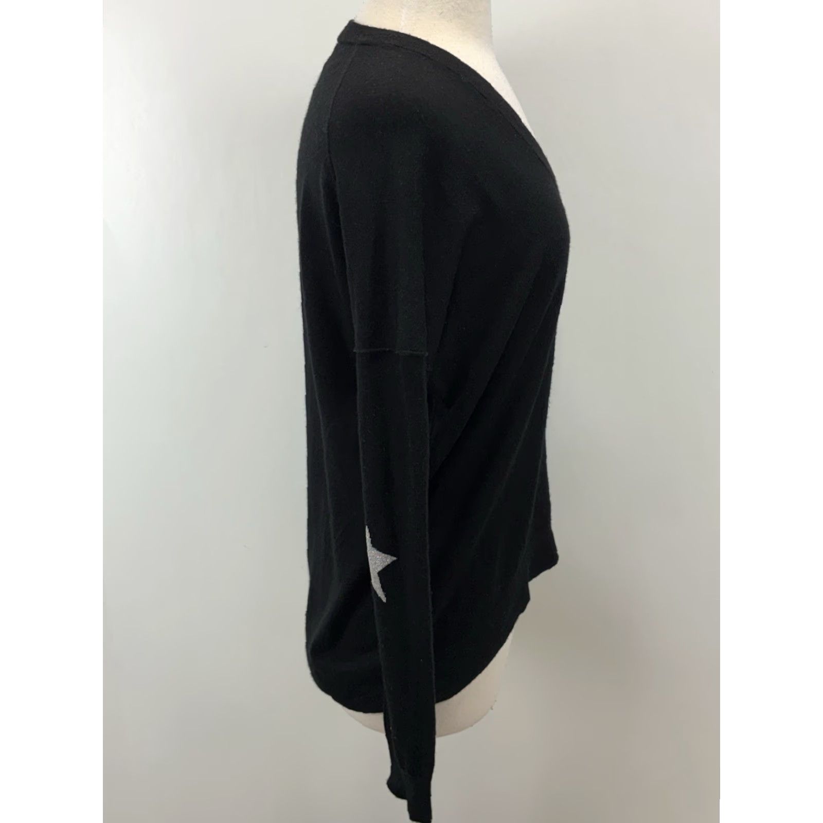 Zadig & Voltaire VINTAGE Zadig & Voltaire Womens Large CICI Star Elbow Merino Wool Sweater Black HI LOW Size L / US 10 / IT 46 - 4 Thumbnail