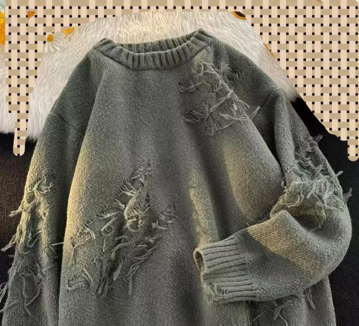 Vintage Streetwear loose-fitting round neck sweater Size US M / EU 48-50 / 2 - 2 Thumbnail