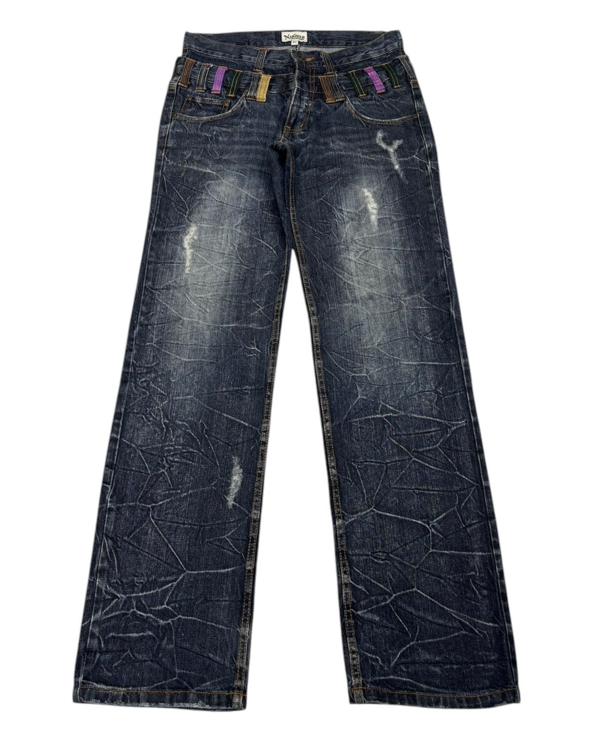 If Six Was Nine NYLAUS DOUBLE WAIST DISTRESSED DENIM JEANS Size US 32 / EU 48 - 1 Thumbnail