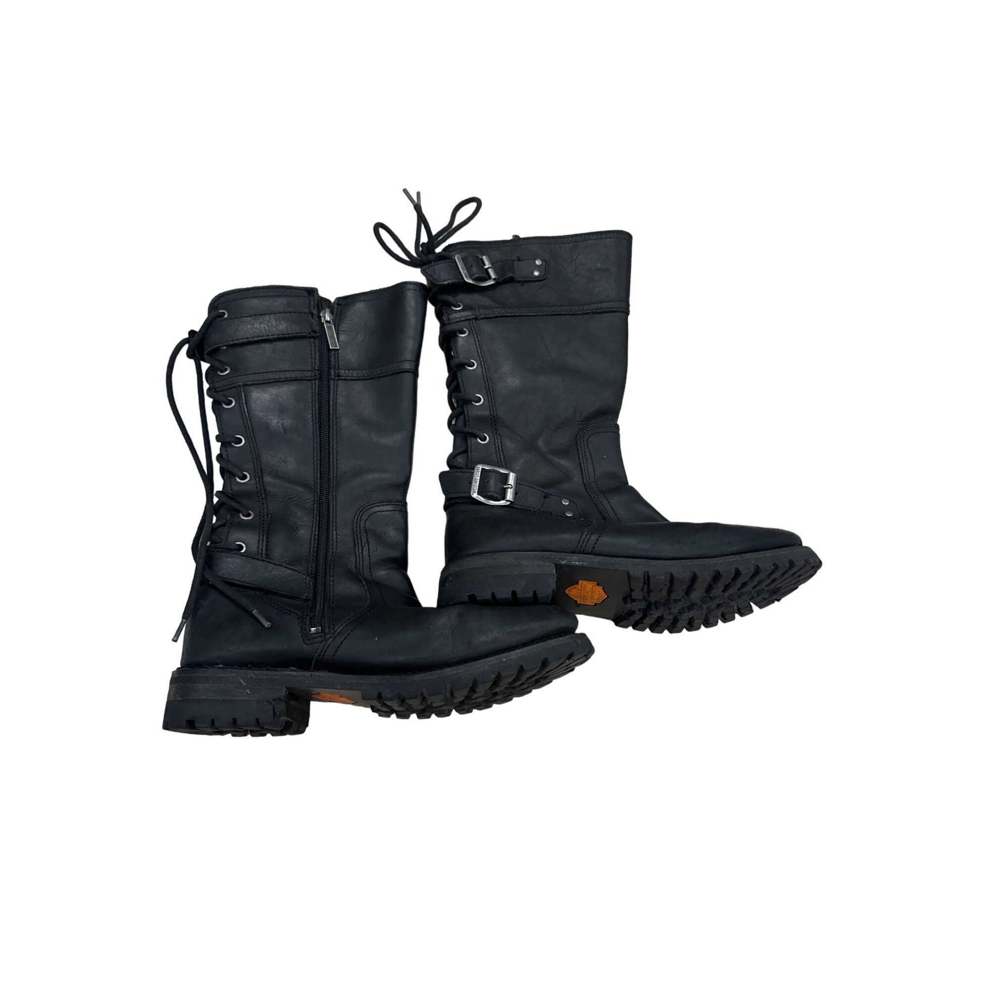 Harley Davidson men's black leather shoes biker boots size