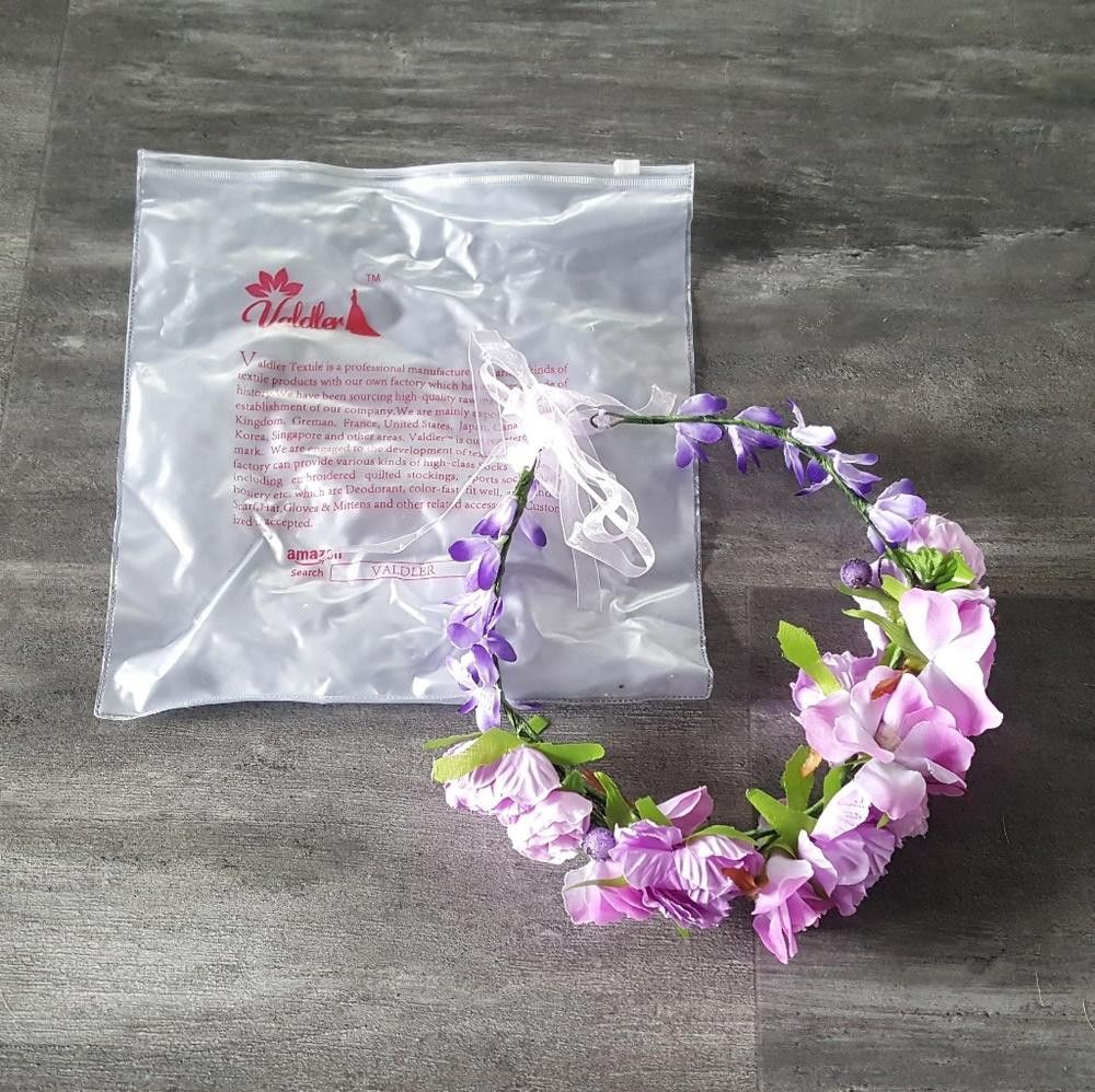 Designer Purple Floral Valdler Head Piece Size ONE SIZE - 2 Thumbnail