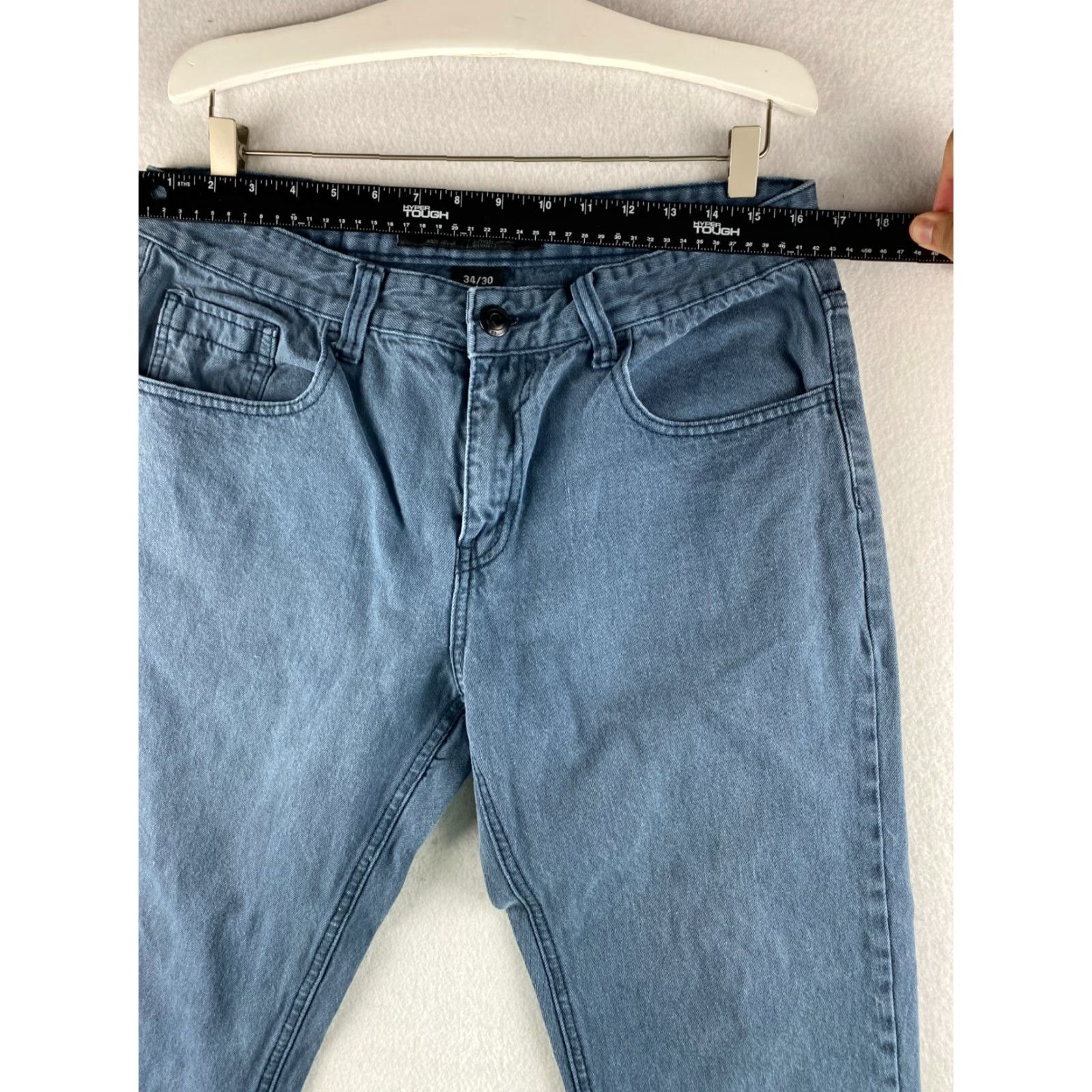 Denime WT02 Jeans Mens 34 x 30 Relaxed Straight Leg Denim 100% Cotton Blue Jeans Mens Regular 34 Blue Modern Vintage: No Size US 34 / EU 50 - 3 Thumbnail