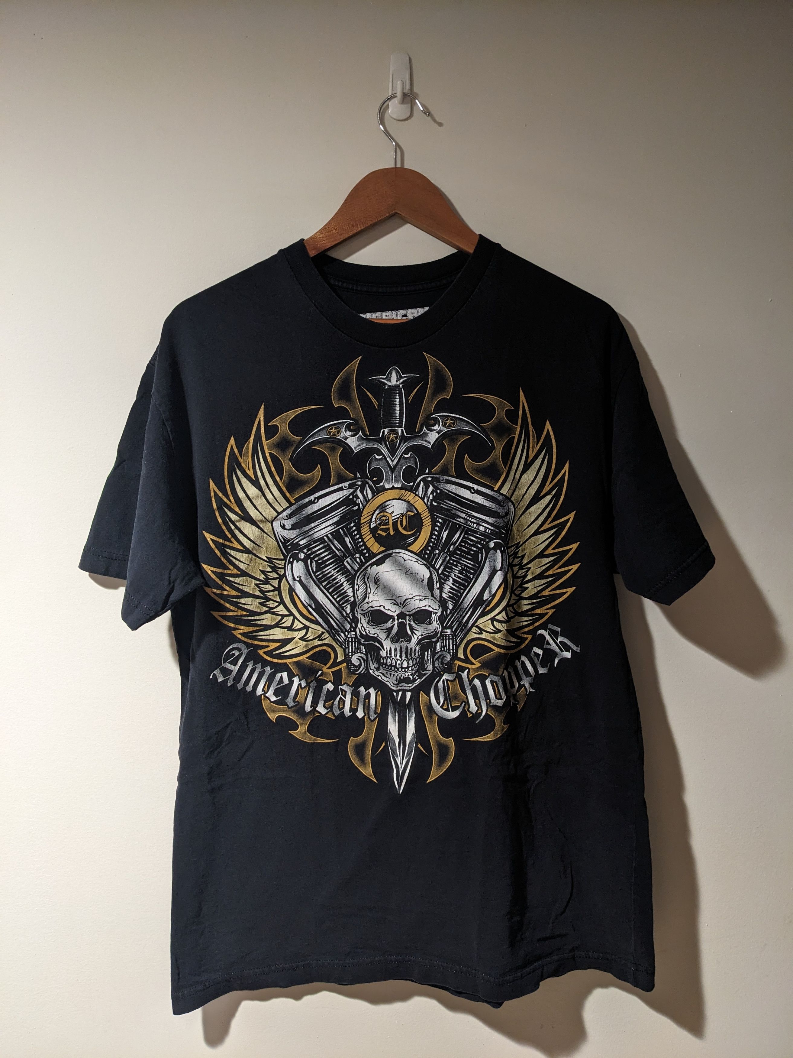 Harley Davidson × Vintage × West Coast Choppers Vintage Y2K American Choppers Motorcycle Skull Large T-Shirt Size US L / EU 52-54 / 3 - 1 Thumbnail