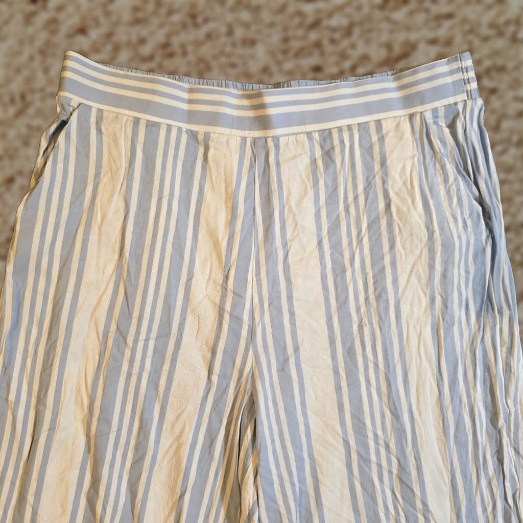 Torrid Torrid Pants Womens 2X Blue White Striped Wide Leg Pull On Capri Cropped Casual Beachy Size 40" / US 18 - 1 Thumbnail