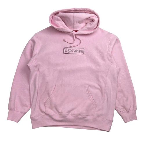 Kaws × Supreme Supreme X Kaws Chalk Logo Hoodie Pink | Grailed