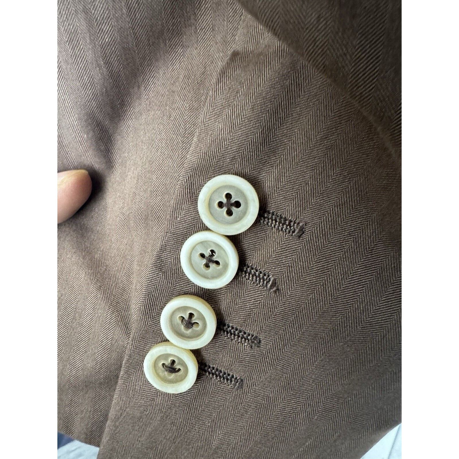 Brunello Cucinelli Brunello Cucinelli Brown Herringbone 100%cotton Blazer 52/42 Size 42R - 5 Thumbnail