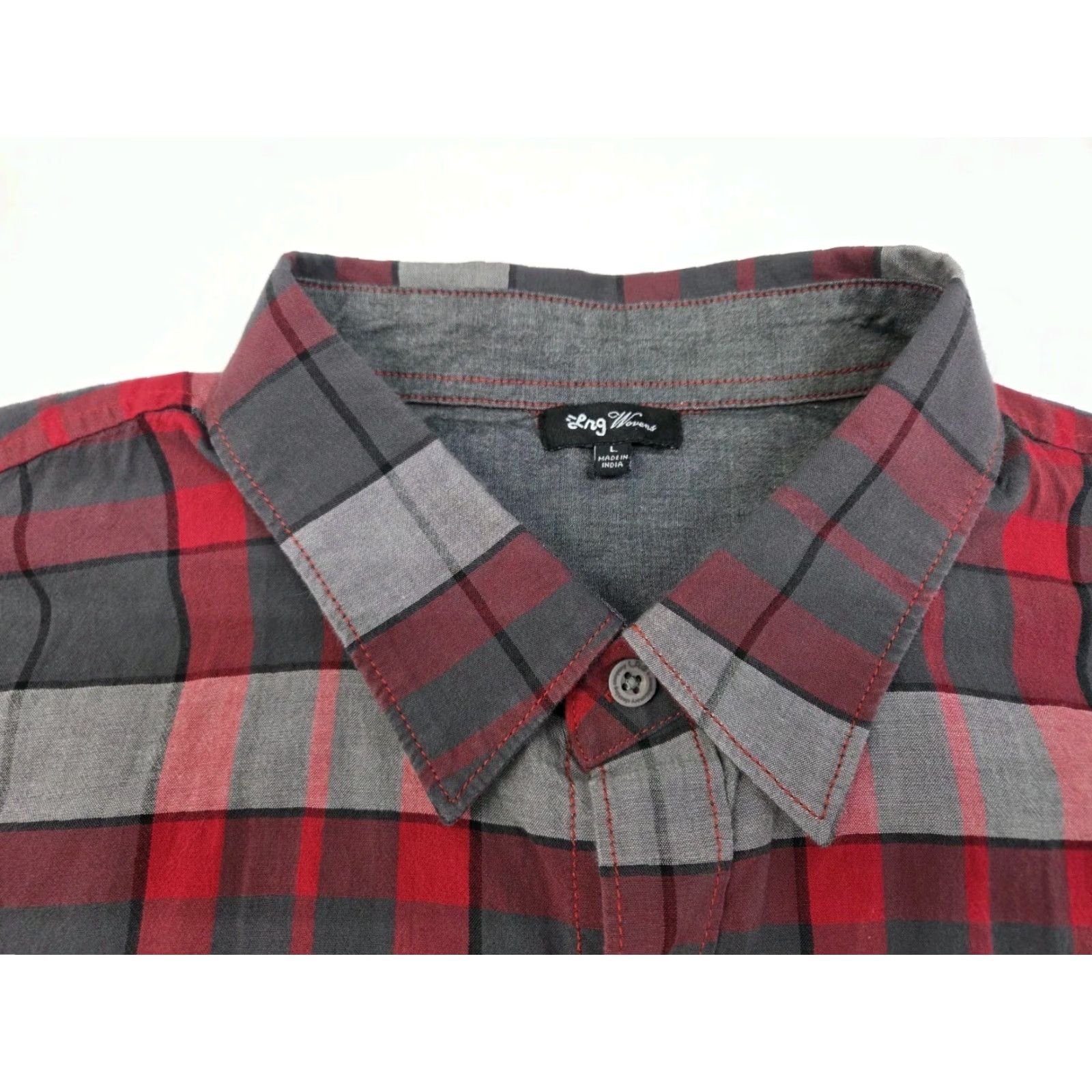 Vintage LRG Shirt Mens Short Sleeve Button-Up Red/Grey Plaid Size L 42in Chest Size US L / EU 52-54 / 3 - 2 Thumbnail