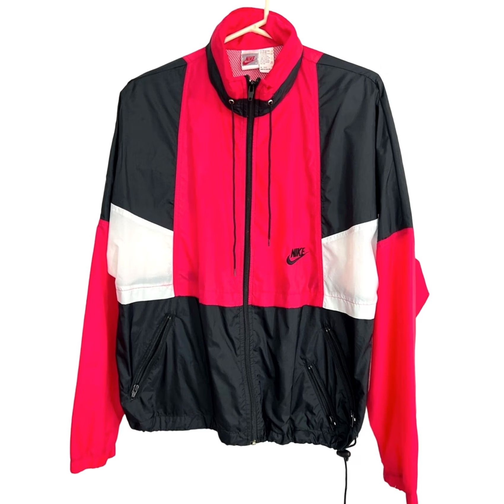 Nike VINTAGE Nike Jacket Windbreaker HOODED MEDIUM 1990’s VTG Rare CLEAN Womens Black Polyester Size M / US 6-8 / IT 42-44 - 2 Thumbnail