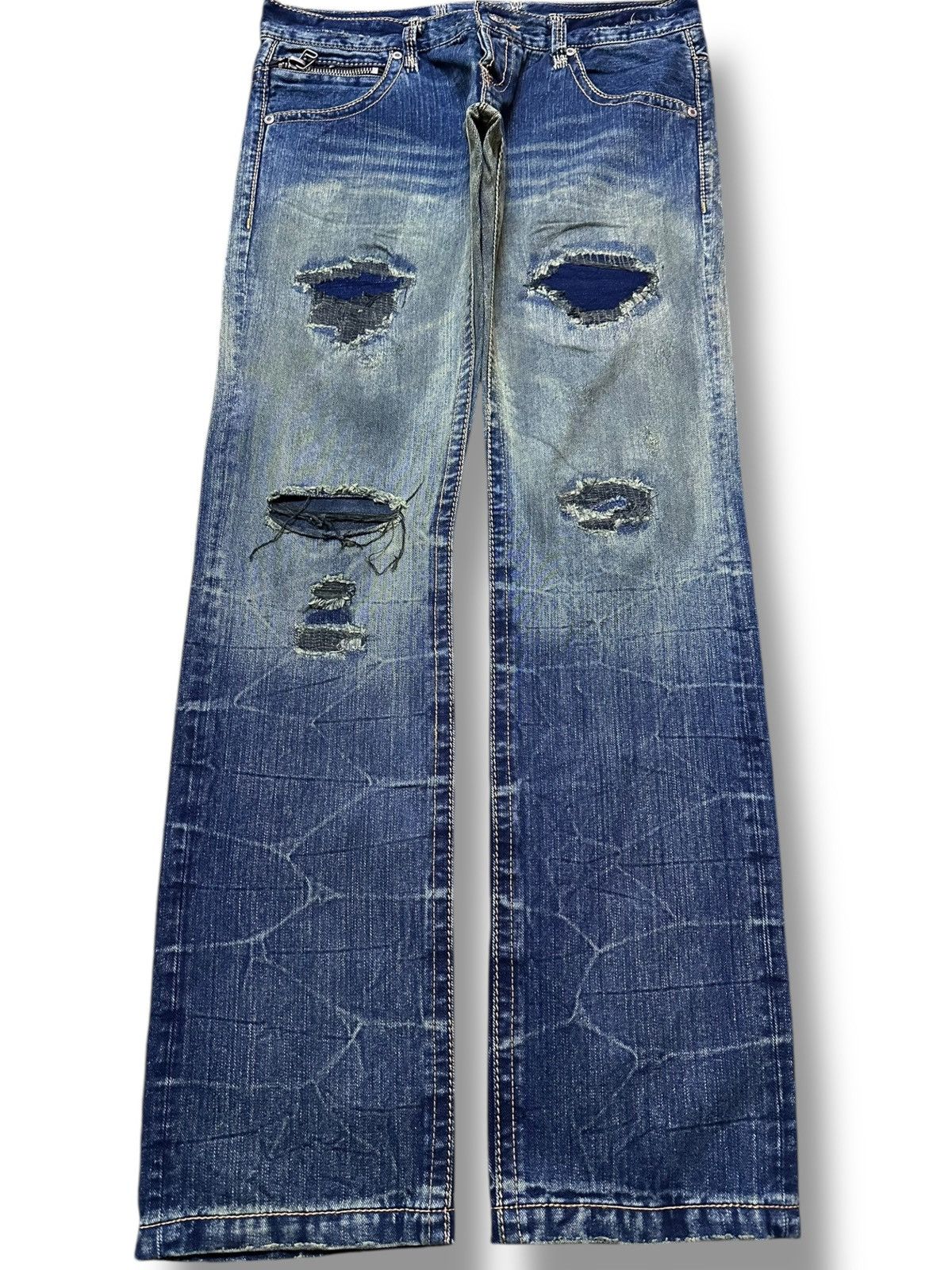 Tornado Mart Vintage Legendary Outfit Grunge Mudwash Honeycomb Denim Size US 35 - 1 Thumbnail
