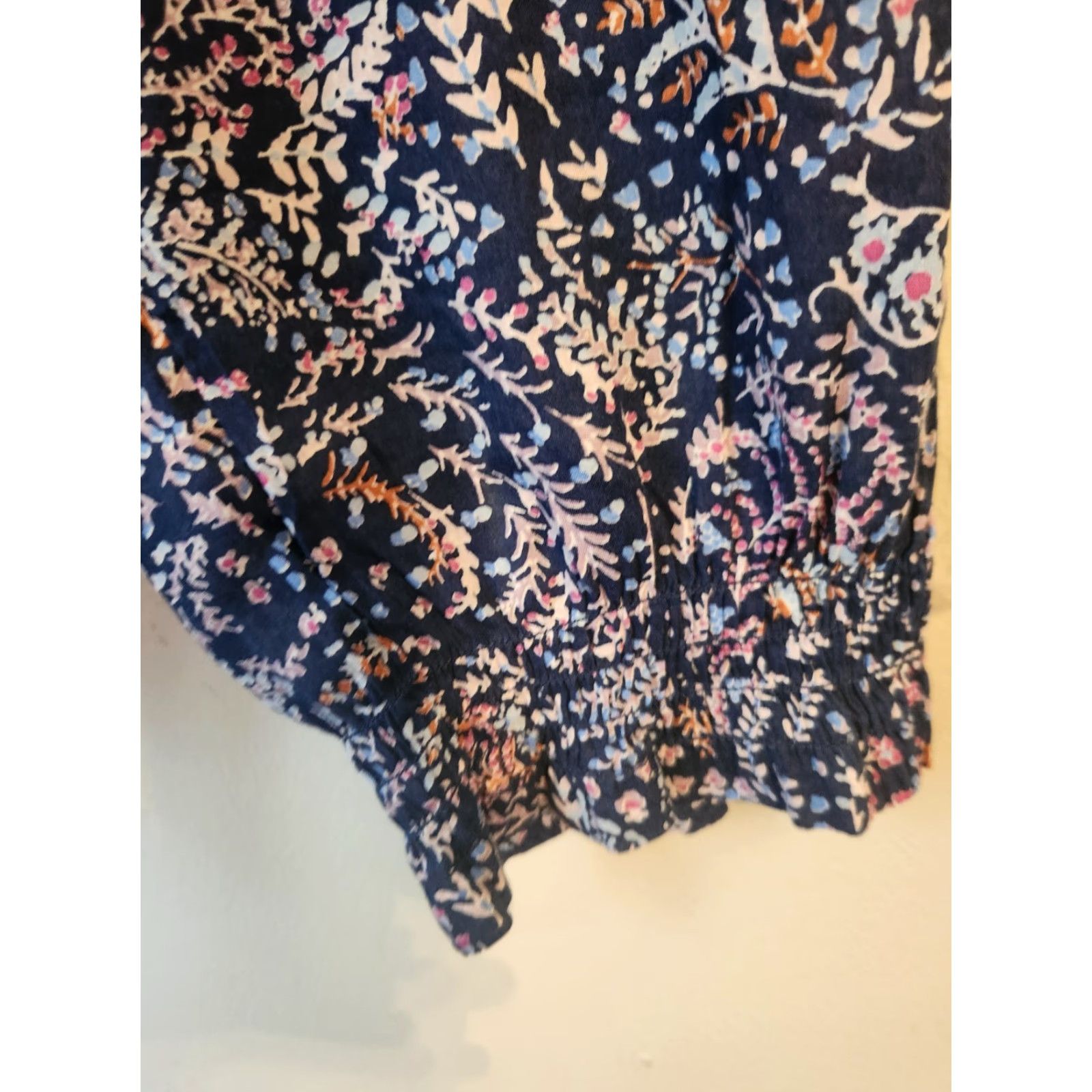 Vintage Sonoma Navy Blue Floral Pattern Smocked Long Sleeve Shirt 4X Size XXL / US 16-18 / IT 52-54 - 4 Thumbnail