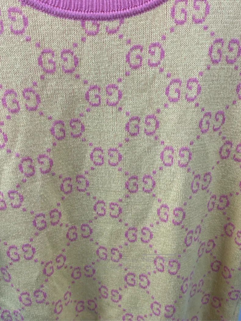 Gucci gucci Yellow full-print logo short-sleeved knitwear Size S / US 4 / IT 40 - 3 Thumbnail