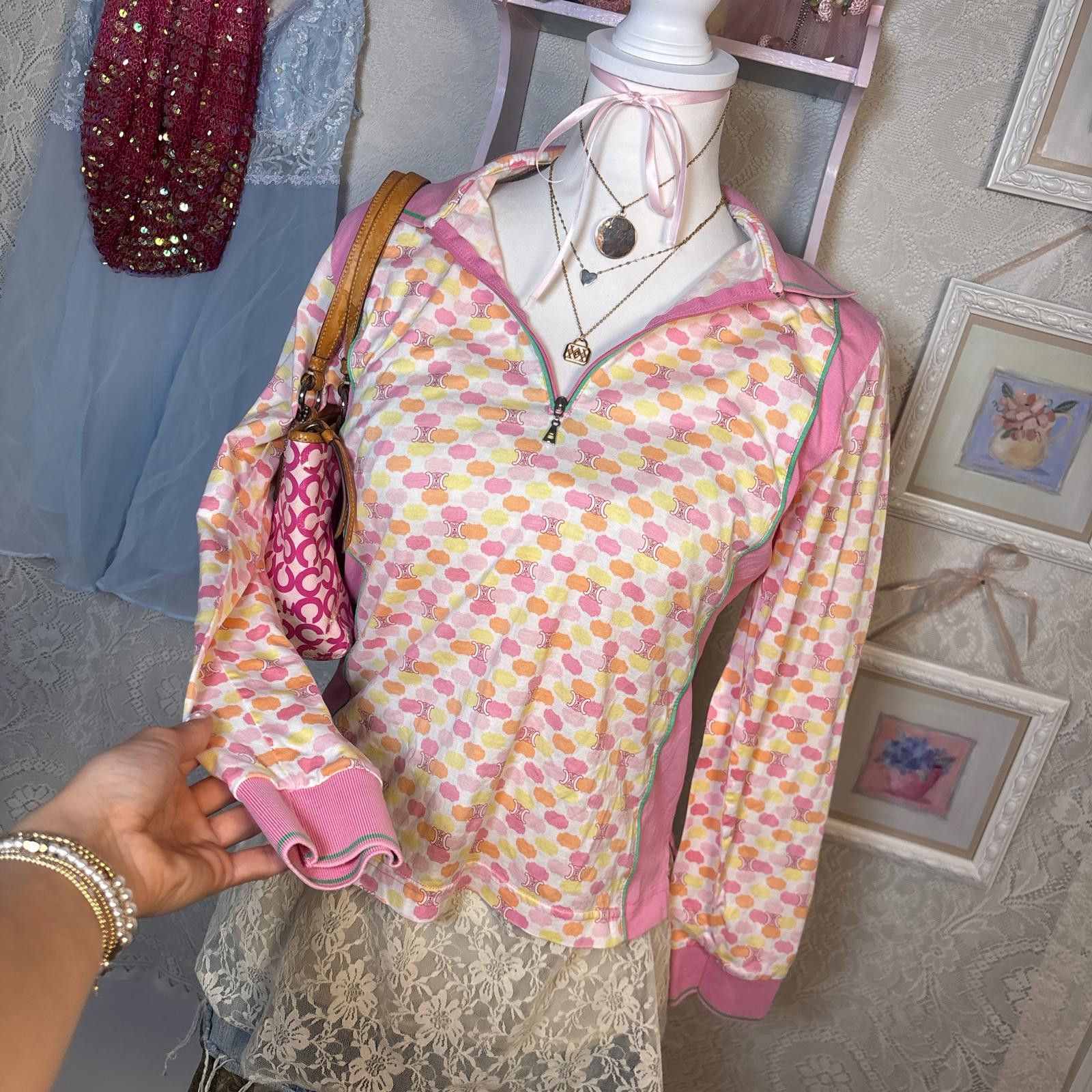 Veronique Branquinho y2k pink pastel quarter zip jacket Size US M / EU 48-50 / 2 - 4 Thumbnail