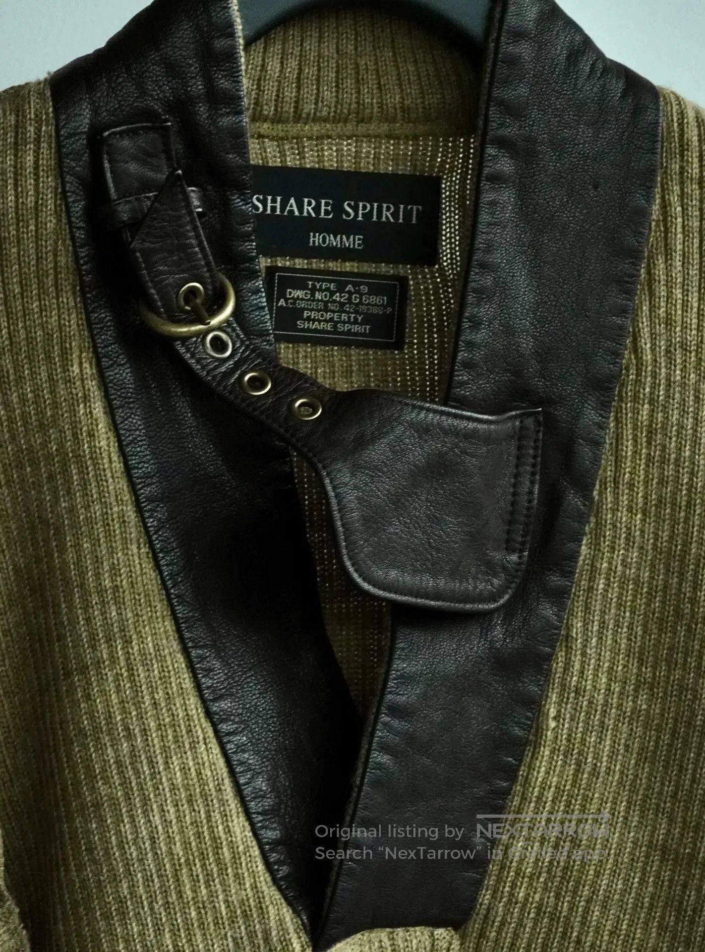 Share Spirit Homme Vintage Style Military Knit Sweater. Size M / US 6-8 / IT 42-44 - 6 Thumbnail