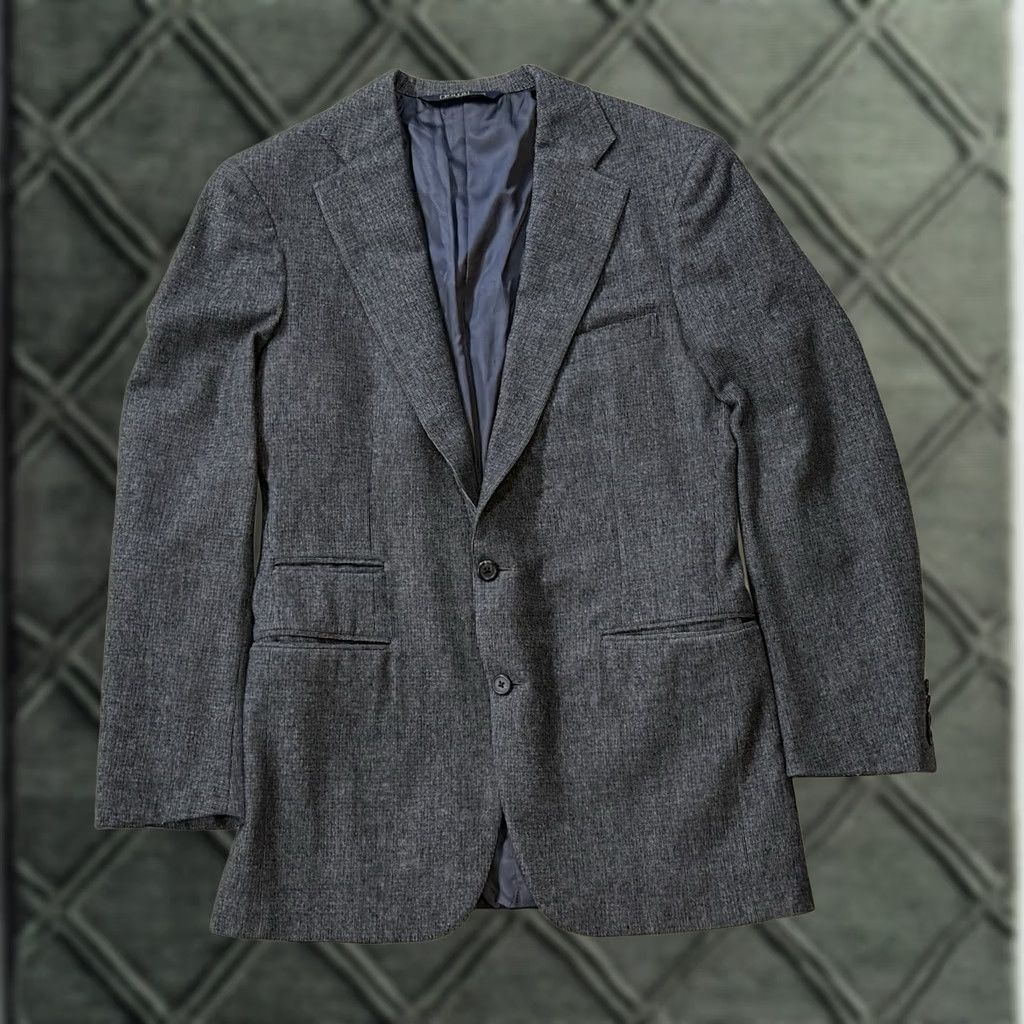 Ralph Lauren VINTAGE Ralph Lauren Blazer Wool Tweed Herringbone 40R Single-Breasted Notch Lapel 2 Button Gray Mens USA 70s Dad Designer Hipster Western USA Size US L / EU 52-54 / 3 - 1 Thumbnail