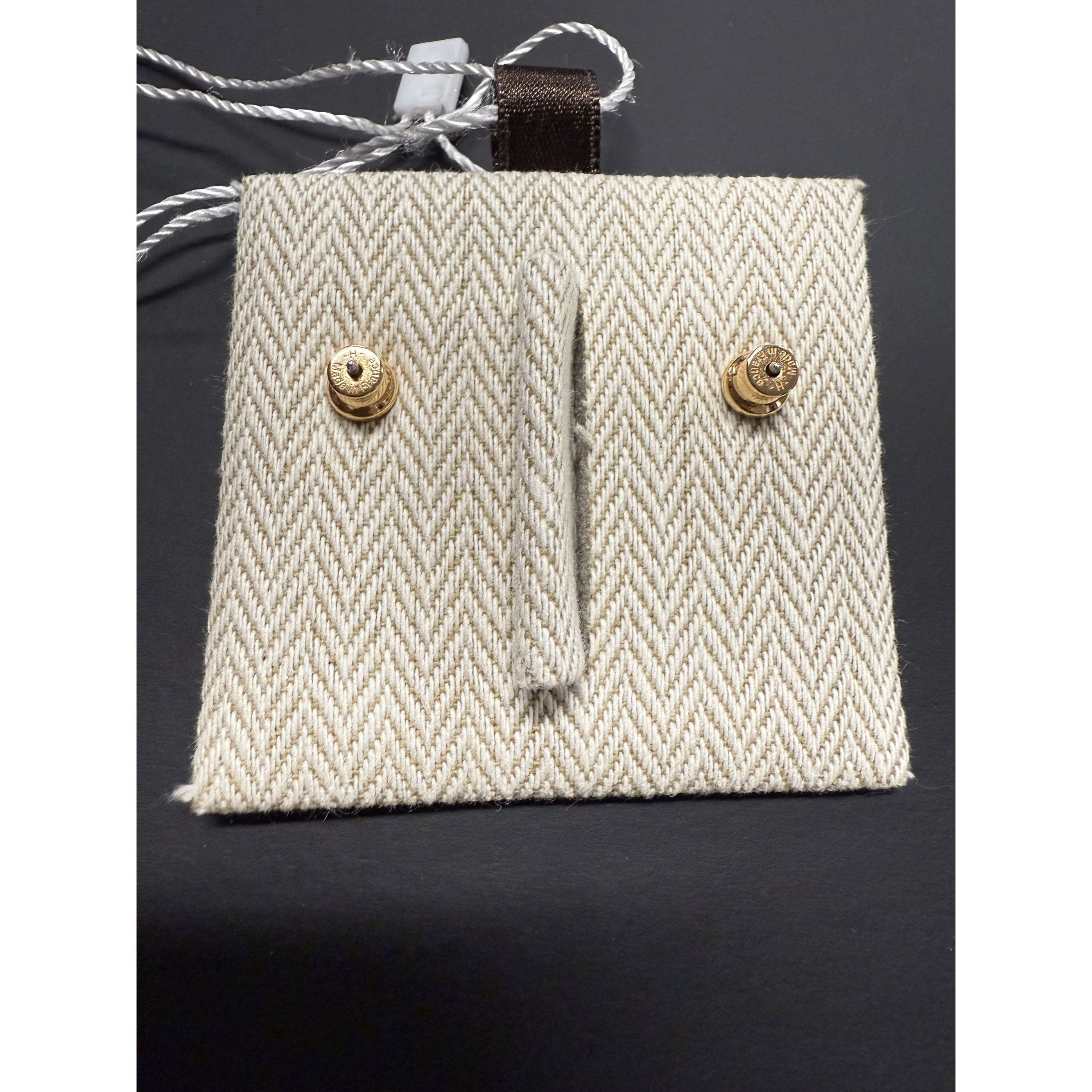 Hermes Hermès H Mini Hoop Earrings Gold & White Enamel With Drawstr Size ONE SIZE - 2 Thumbnail