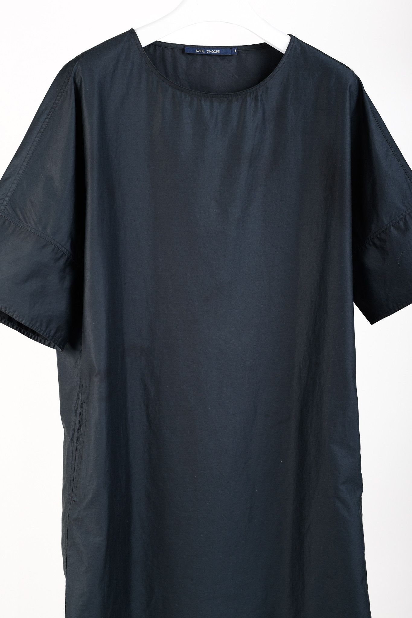 SOFIE D'HOORE Sofie D'Hoore Drop Shoulder Navy Cotton Dress Size S / US 4 / IT 40 - 3 Thumbnail