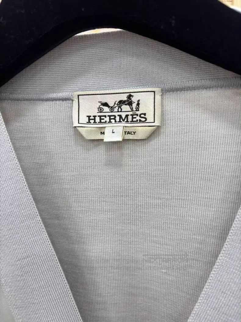 Hermes Hermes Men's knit open-front shirt in gray, size L, made f Size US L / EU 52-54 / 3 - 3 Thumbnail