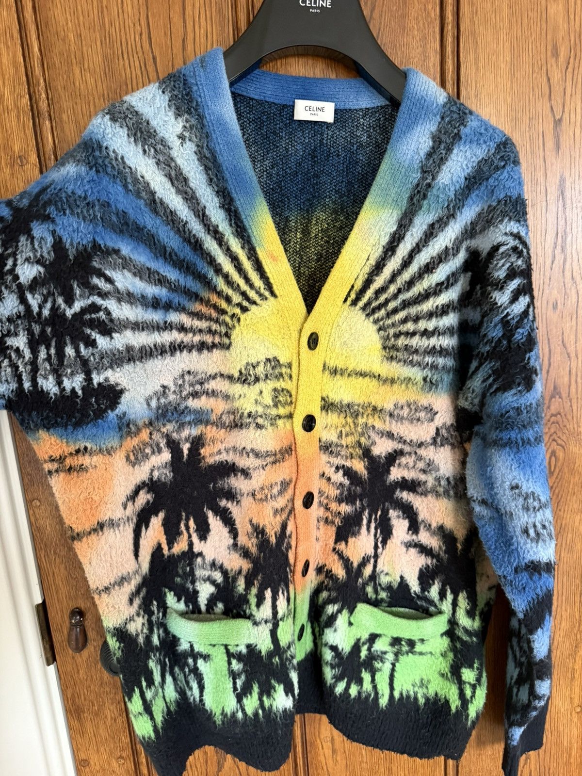 Celine $2.3k SS23 Celine 1 of 1 sample jaquard sunset cardigan Hedi Size US M / EU 48-50 / 2 - 17 Thumbnail
