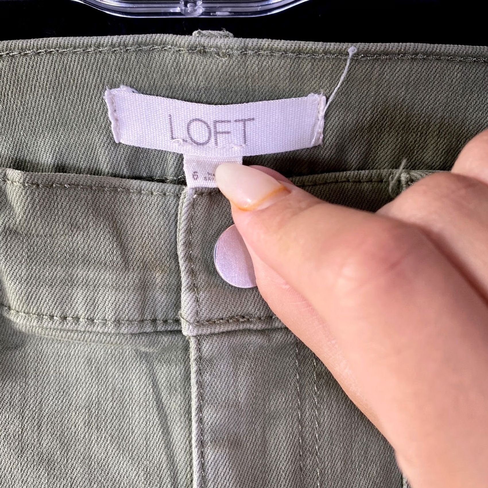 Ann Taylor LOFT Womens Pants Green Denim High Rise Slim Leg Raw Hems Stretch 6 Size 28" / US 6 / IT 42 - 4 Thumbnail