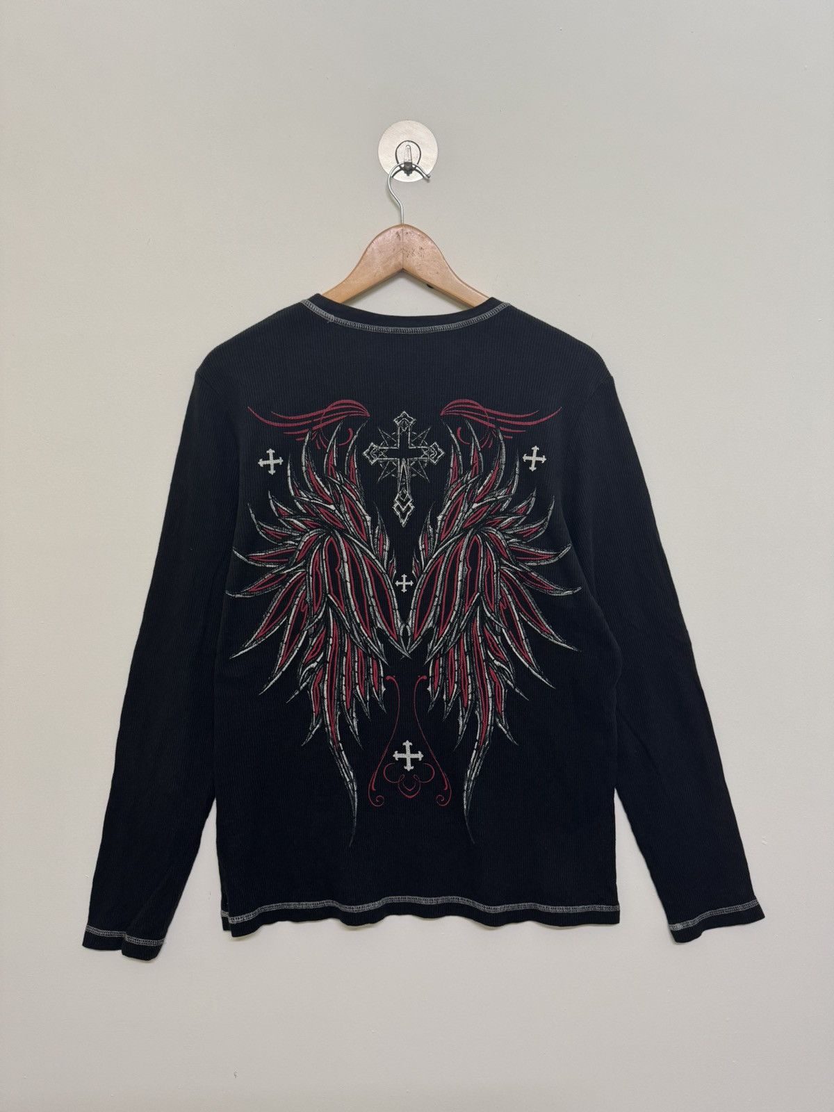 Affliction No Boundaries Skull Cross and Wing Design Black Long Sleeve Size US L / EU 52-54 / 3 - 2 Thumbnail