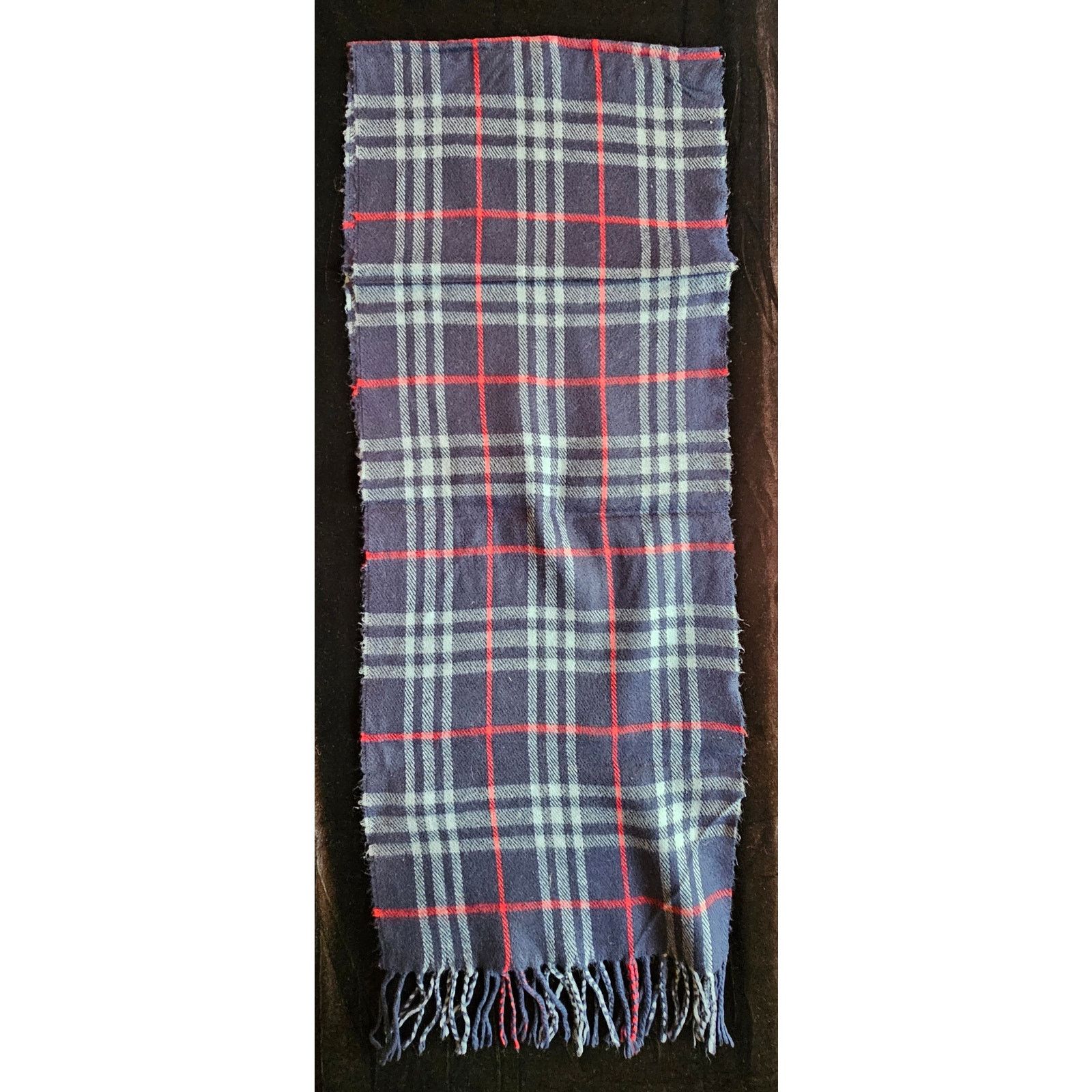 Burberry BURBERRYs of London 100% Lambswool Blue & Red Scarf Size ONE SIZE - 7 Thumbnail
