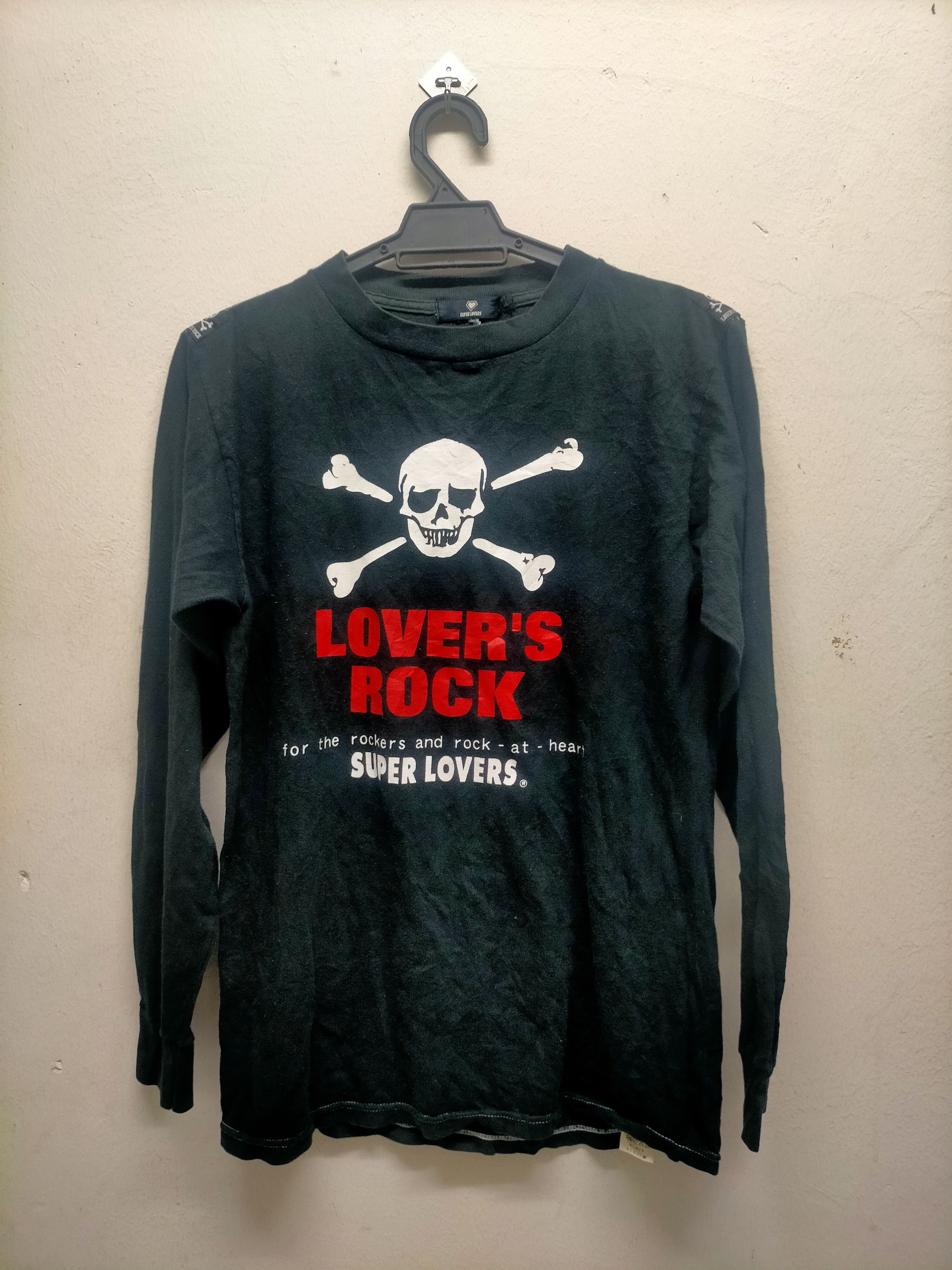 image of Vintage Super Lovers Long Sleeve Shirt in Black Grey, Men's (Size Small)