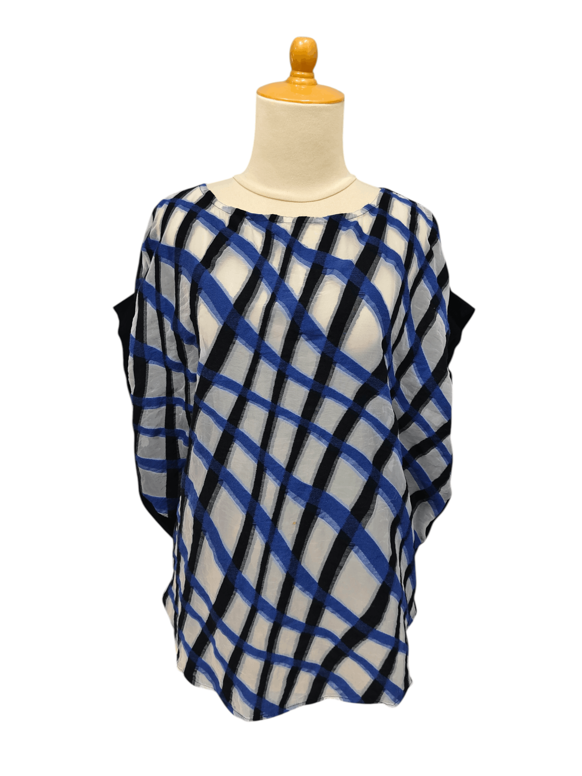 Tsumori Chisato Tsumori Chisato 🇯🇵 Sheer Layered Asymmetrical Plaid Dolman Size L / US 10 / IT 46 - 1 Thumbnail