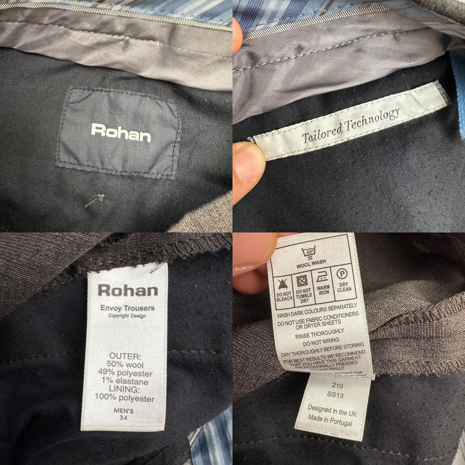 Vintage Rohan Envoy Wool Blend Tailored Travel Dress Pants Mens 34 Gray Straight Leg Fabric: Polyester, Wool Size US 34 / EU 50 - 9 Thumbnail